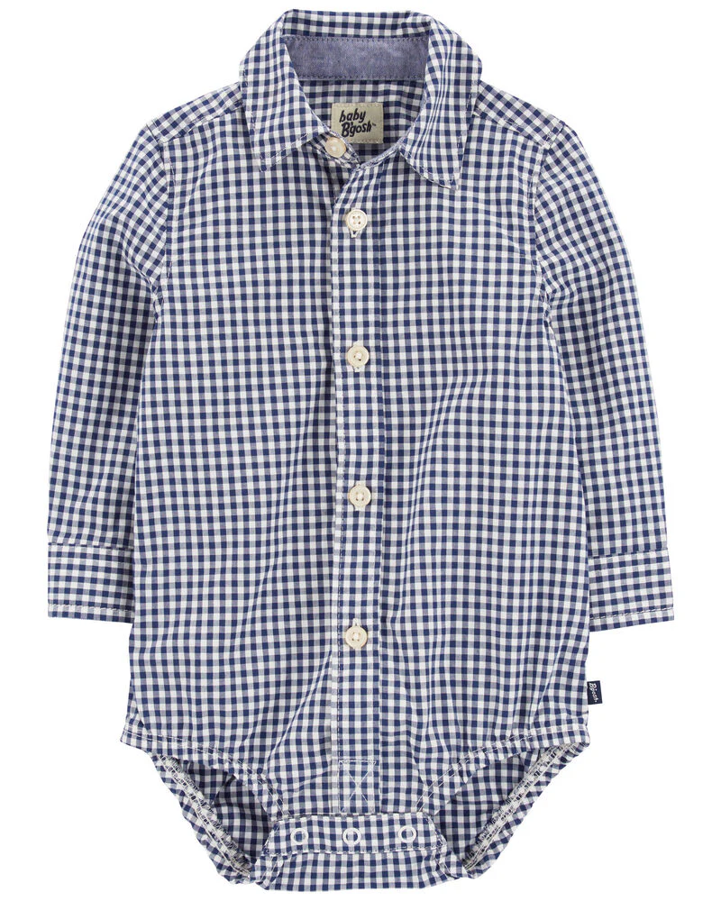 Oshkosh Gingham Print Button-Front Bodysuit