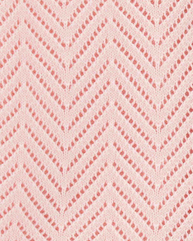 Oshkosh Pointelle Button-Front Sweater Knit Cardigan