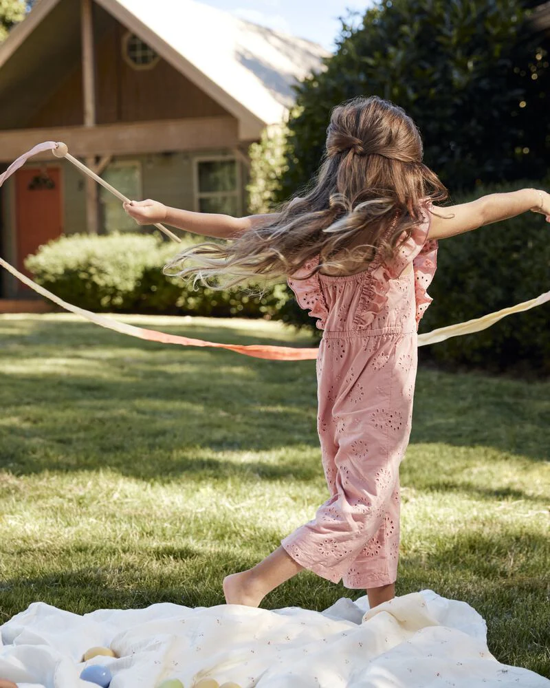 Carter's Toddler Eyelet Flutter Jumpsuit - Pink