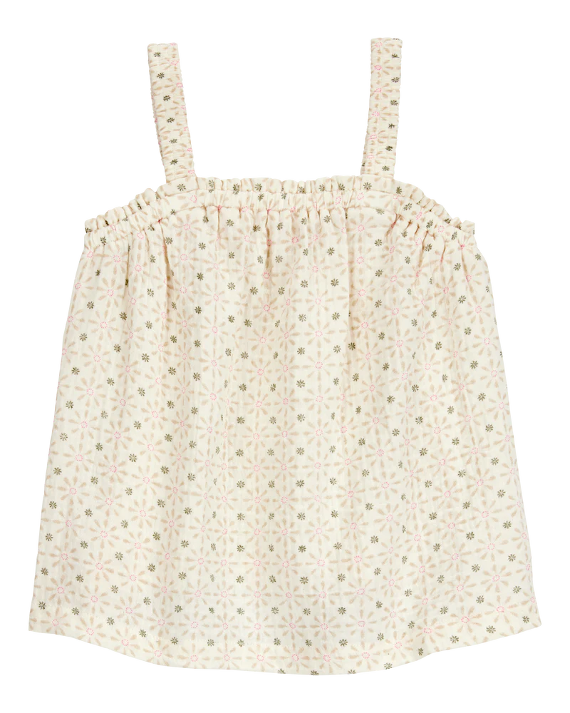 Carter's Toddler Floral Sleeveless Tank with Ruffle Gauze Shorts - Green