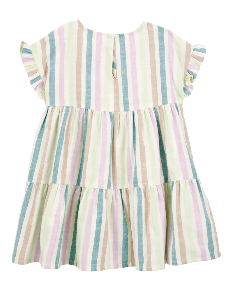Carter's Toddler Striped Tiered Linen Dress