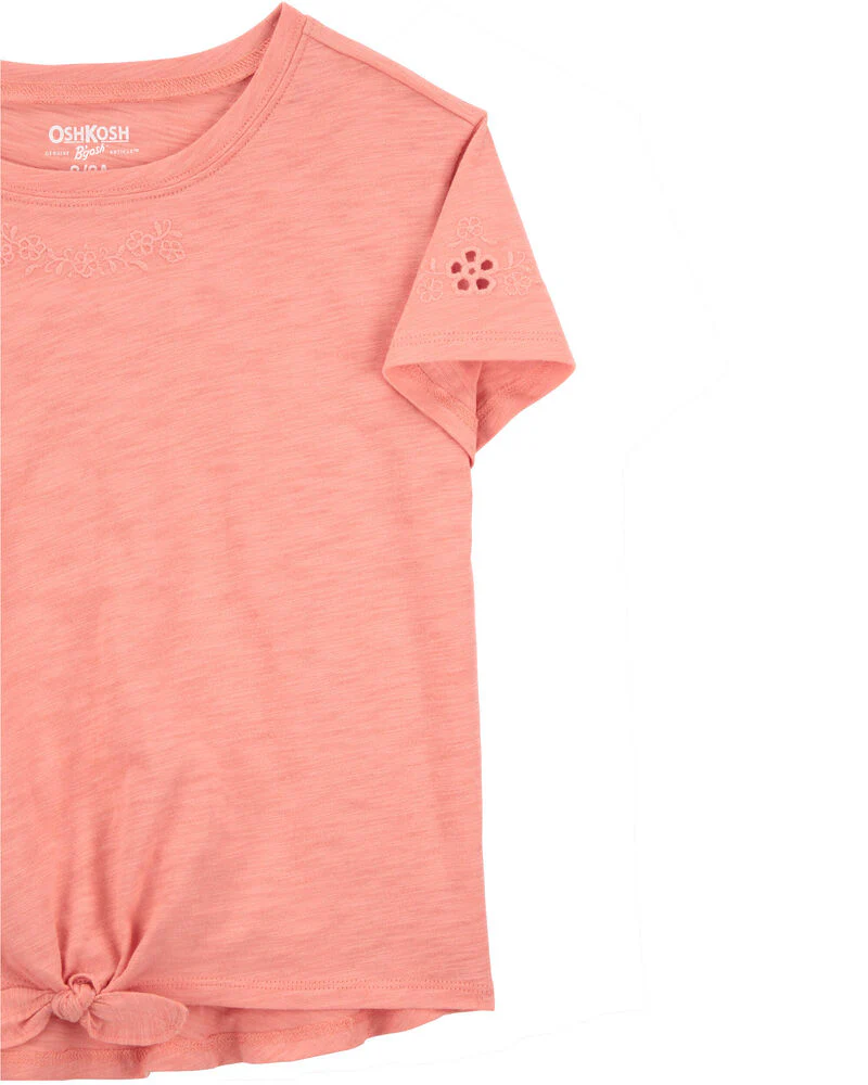 Oshkosh Kid Embroidered Tie-Front Top with Kid LENZING ECOVERO Eyelet Skirt