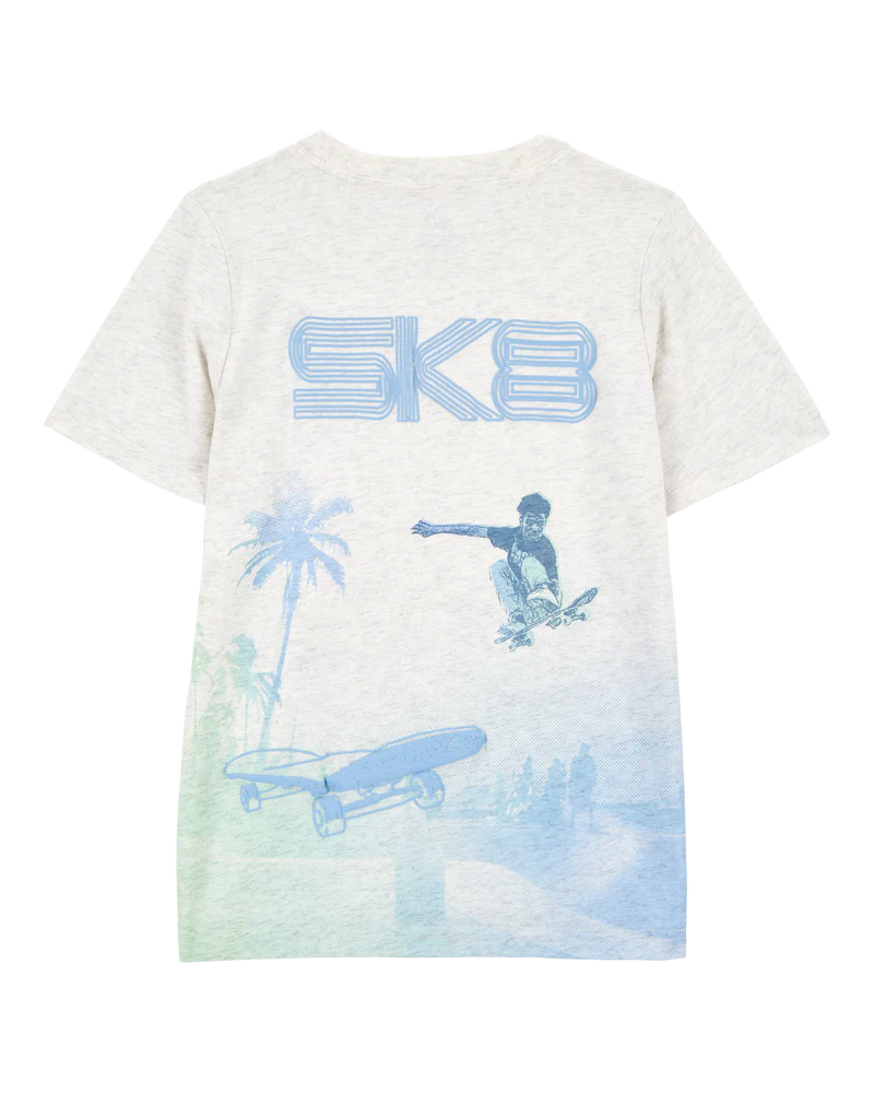 Carter's Kid Short-Sleeve Skateboard Tee with Pull-On Denim Shorts
