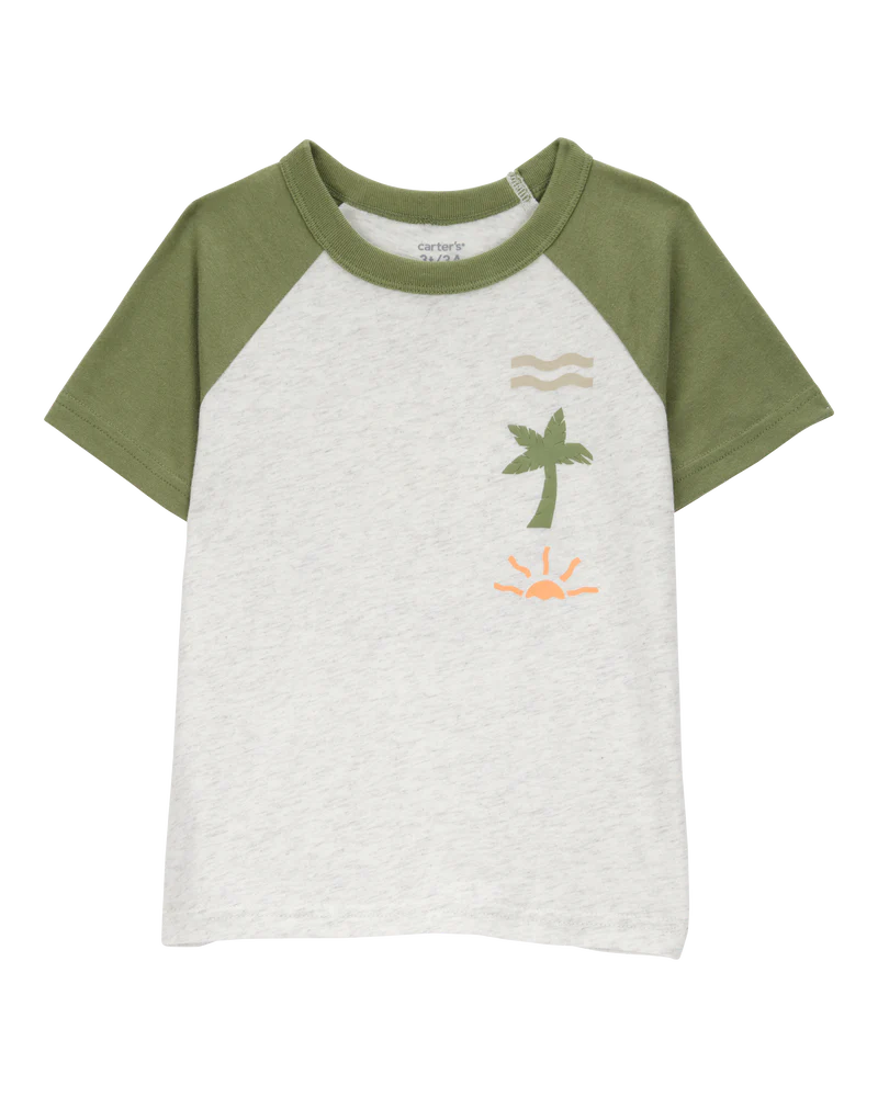 Carter's Toddler Tropical Cotton Blend Short-Sleeve Tee with French Terry Shorts
