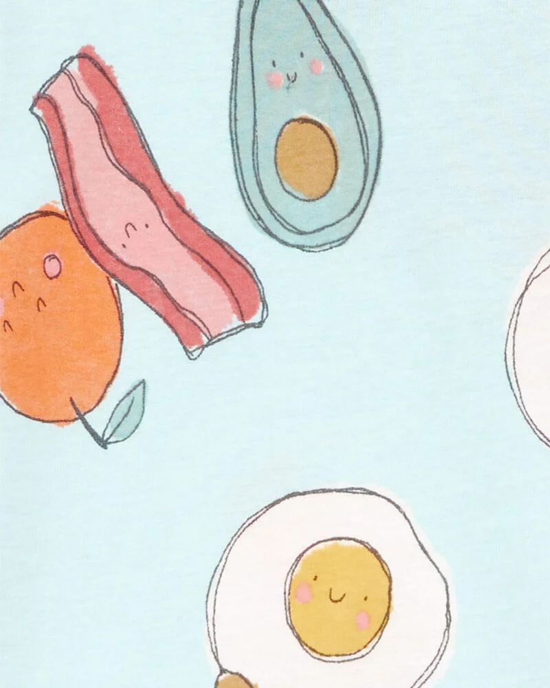 Carter's Toddler 4-Piece Breakfast Print 100% Snug Fit Cotton Pajamas