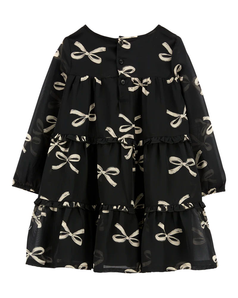 Carter's Toddler Bow Print Chiffon Holiday Dress