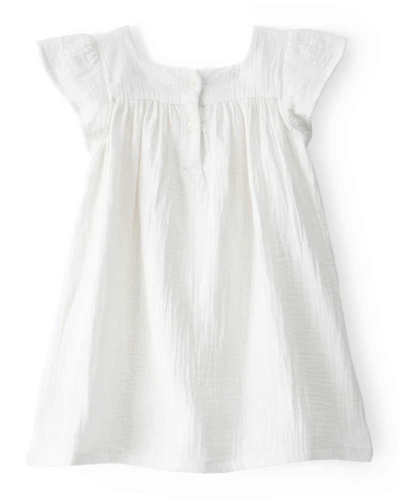 Carter's Toddler Solid Flutter-Sleeve Dress - White
