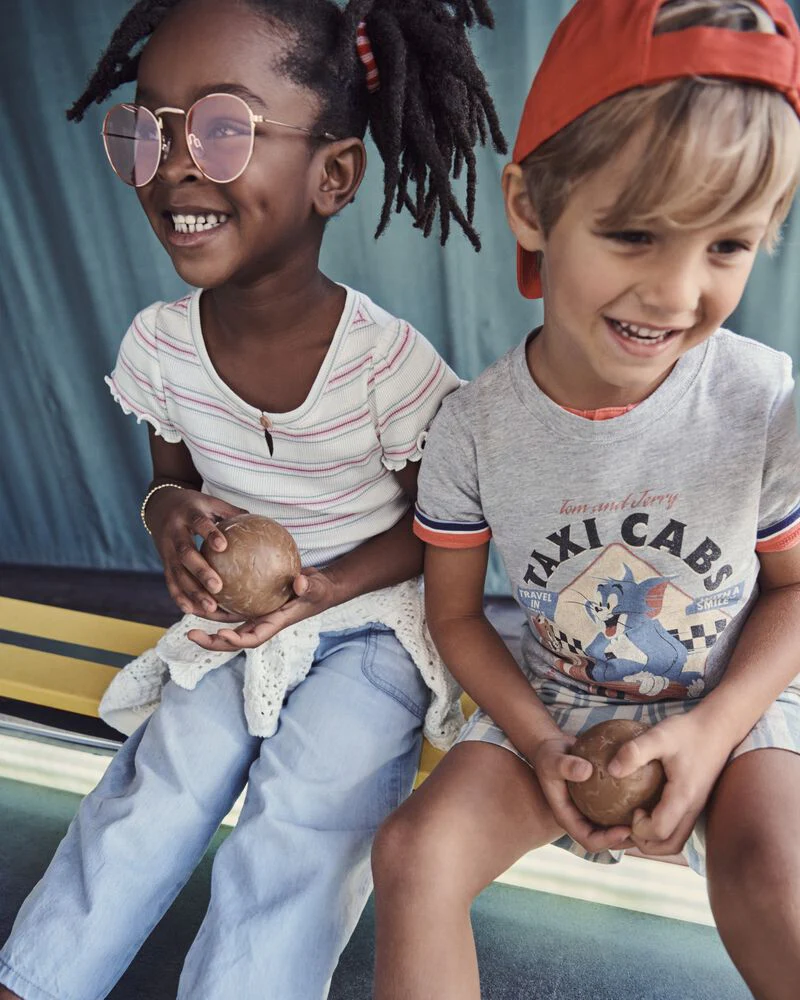 Oshkosh Toddler Short-Sleeve Cotton Rib Stripe Top