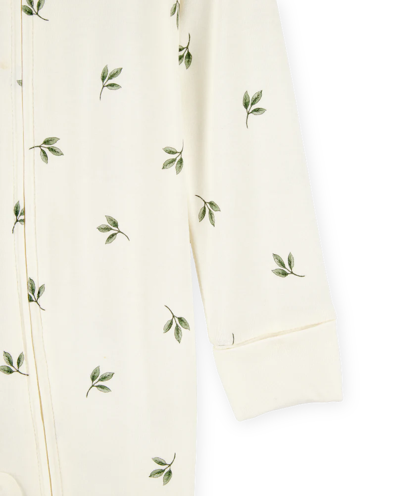 Baby Leaf Print Zip-Up PurelySoft Sleep and Play
