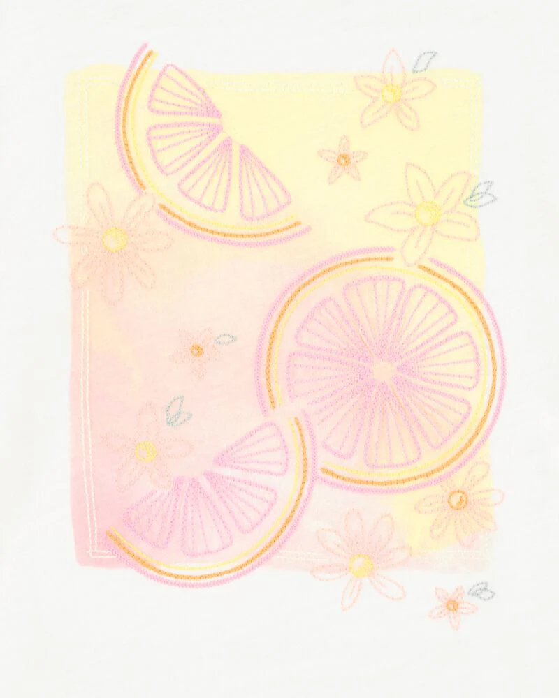 Carter's Kid Short-Sleeve Lemon Fashion Top with Chambray Pull-On Shorts