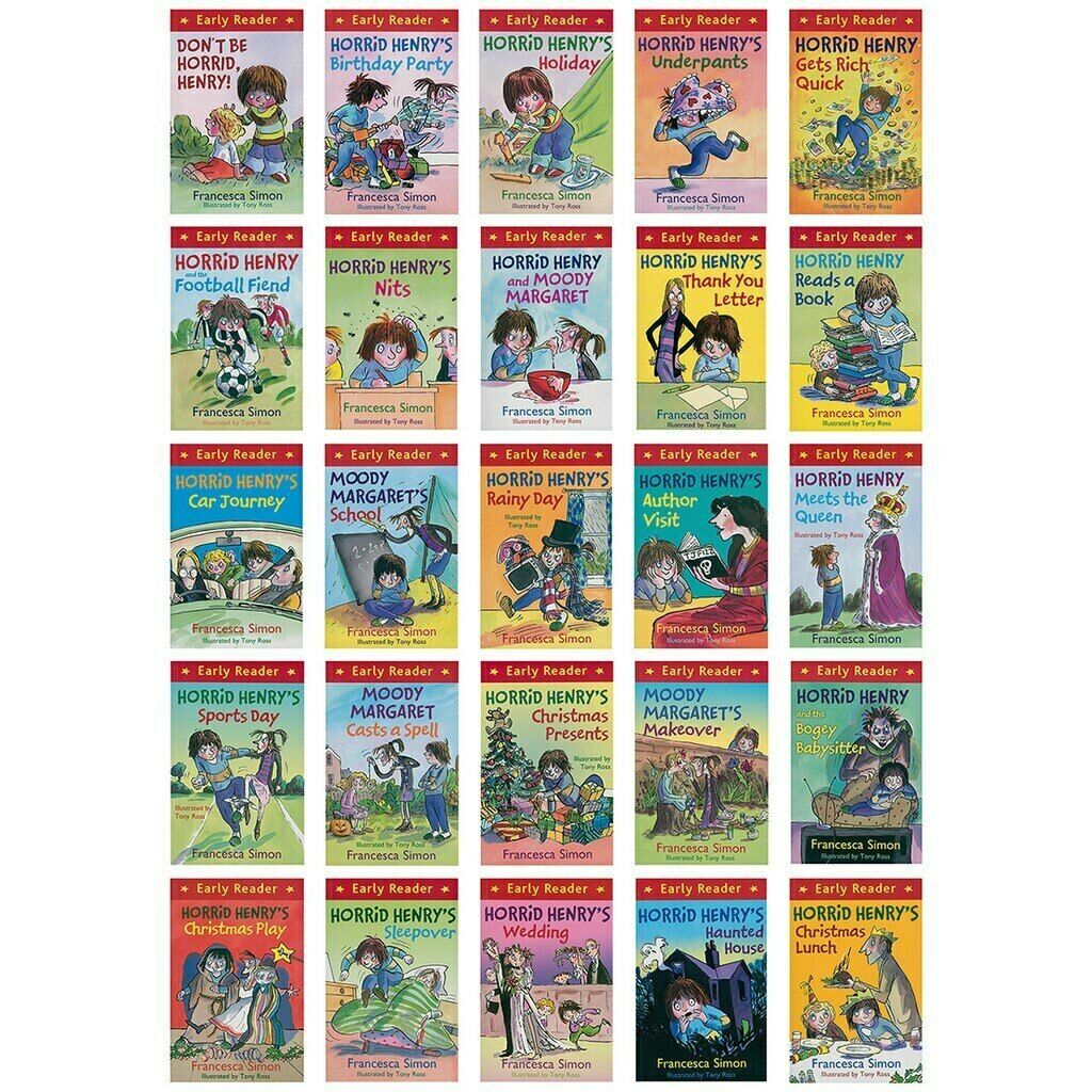 Horrid Henry Early Readers 25 Books Children Collection Box Set By Francesca Simon- Ages 7-9 - Paperback