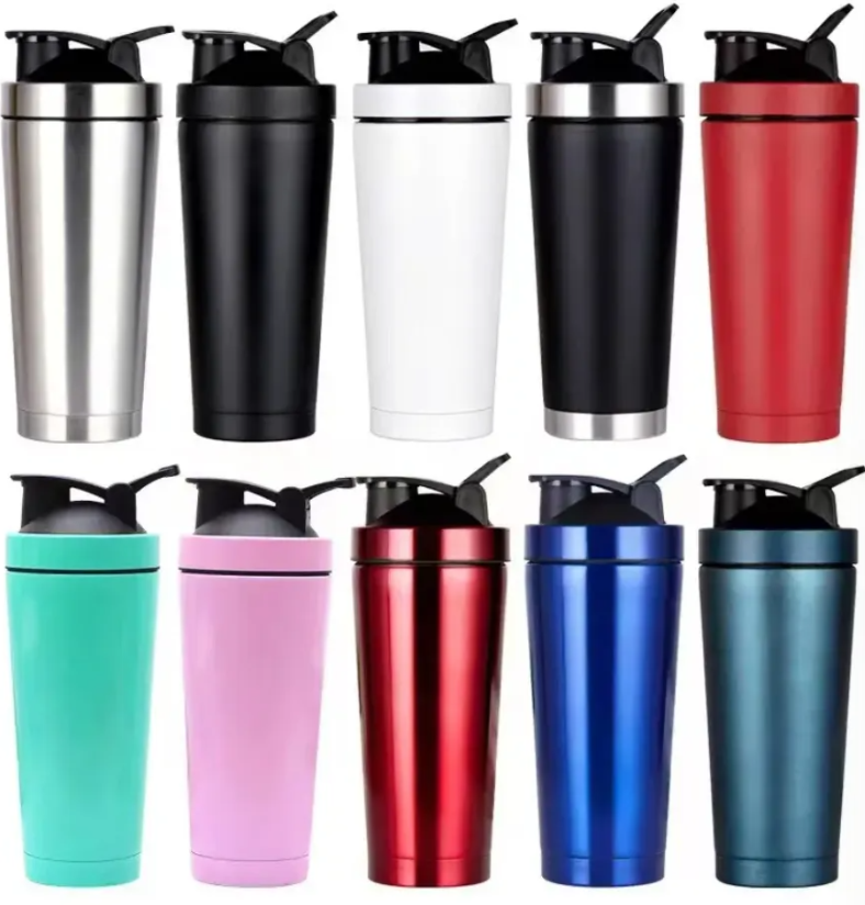 750ml Sport Double Wall Insulated Stainless Steel Protein Shaker Bottle Cup Gym Wholesale with Shake Ball