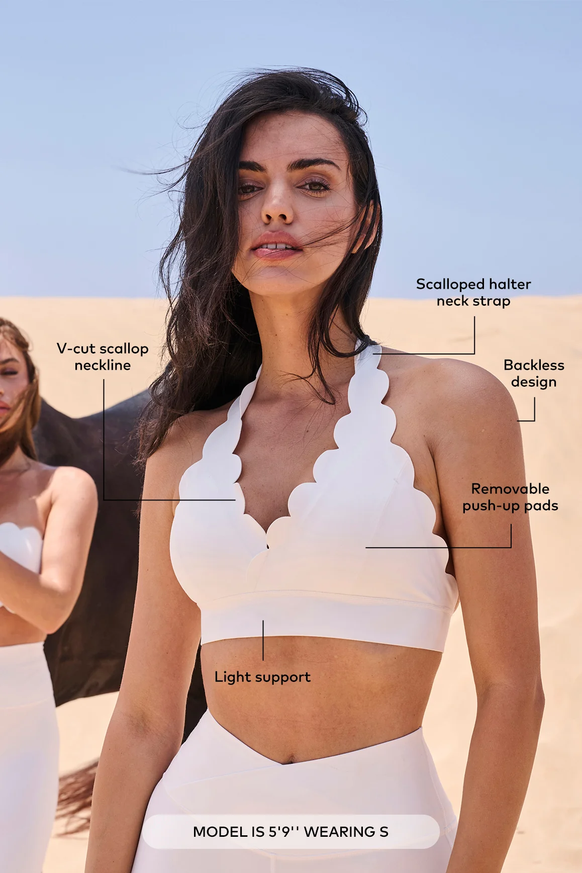 V-Cut Scallop Halter Bra