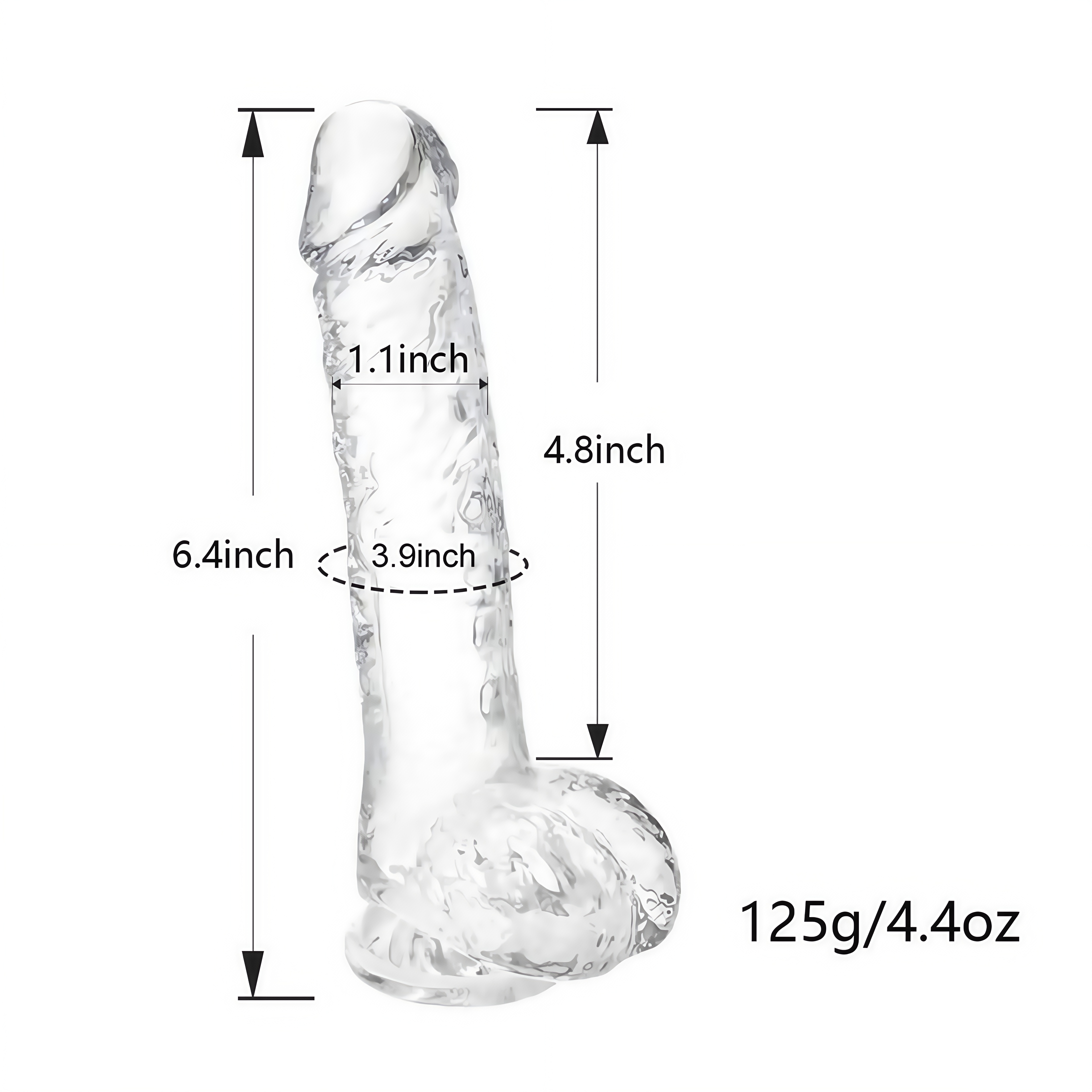 Transparent Suction Cup Dildo for Adults Use, Easy to Clean, Ideal for Beginners - 6.77 x 4.02 x 1.85 Inches - Perfect Sex Toy for Men & Women