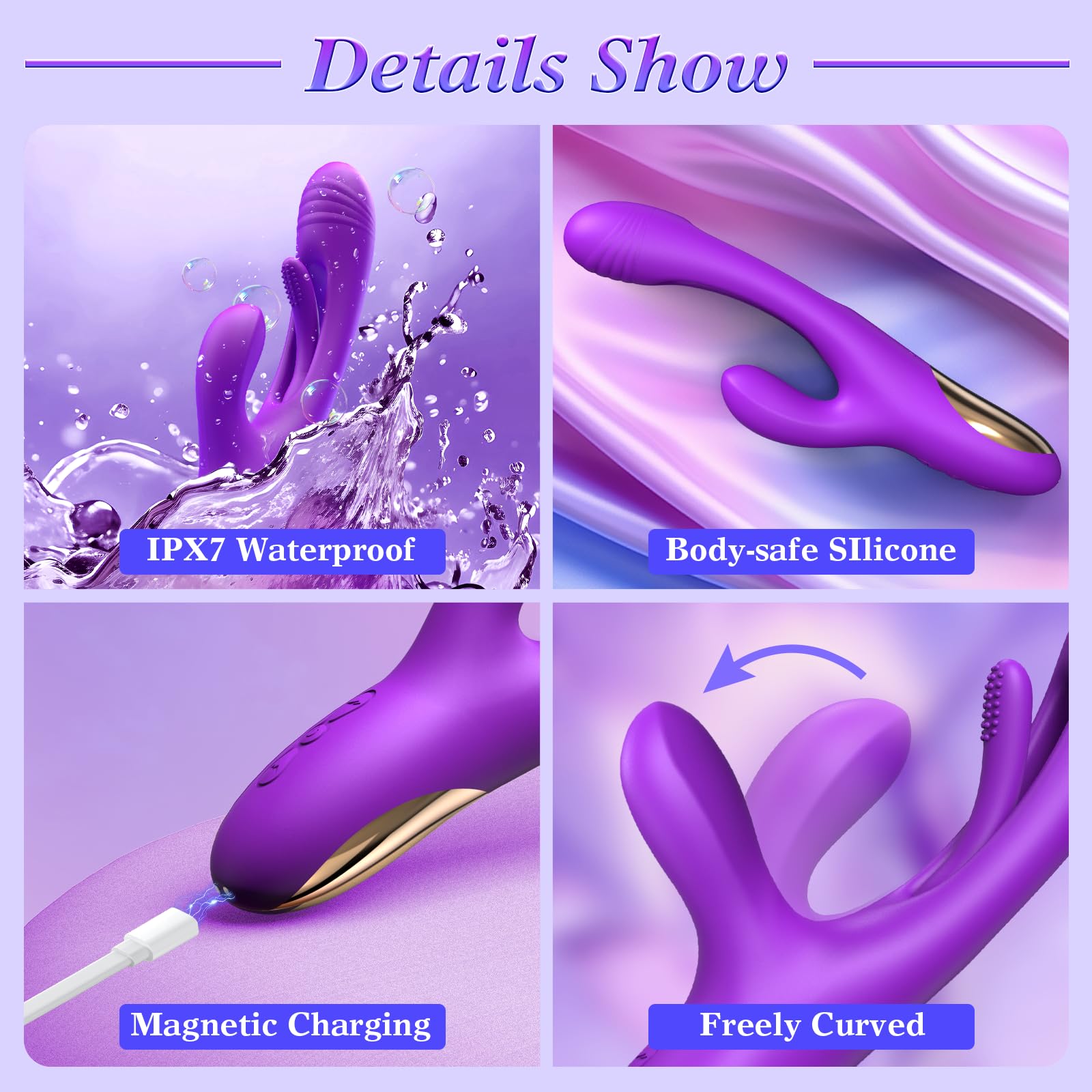3-in-1 Female Vibrator & Dildo - Waterproof Sex Toy for Women, 14 Powerful Vibration Modes, Safe Silicone, IPX7 Waterproof Design - Adult Pleasure Device, Juguetes Sexuales, Consoladores