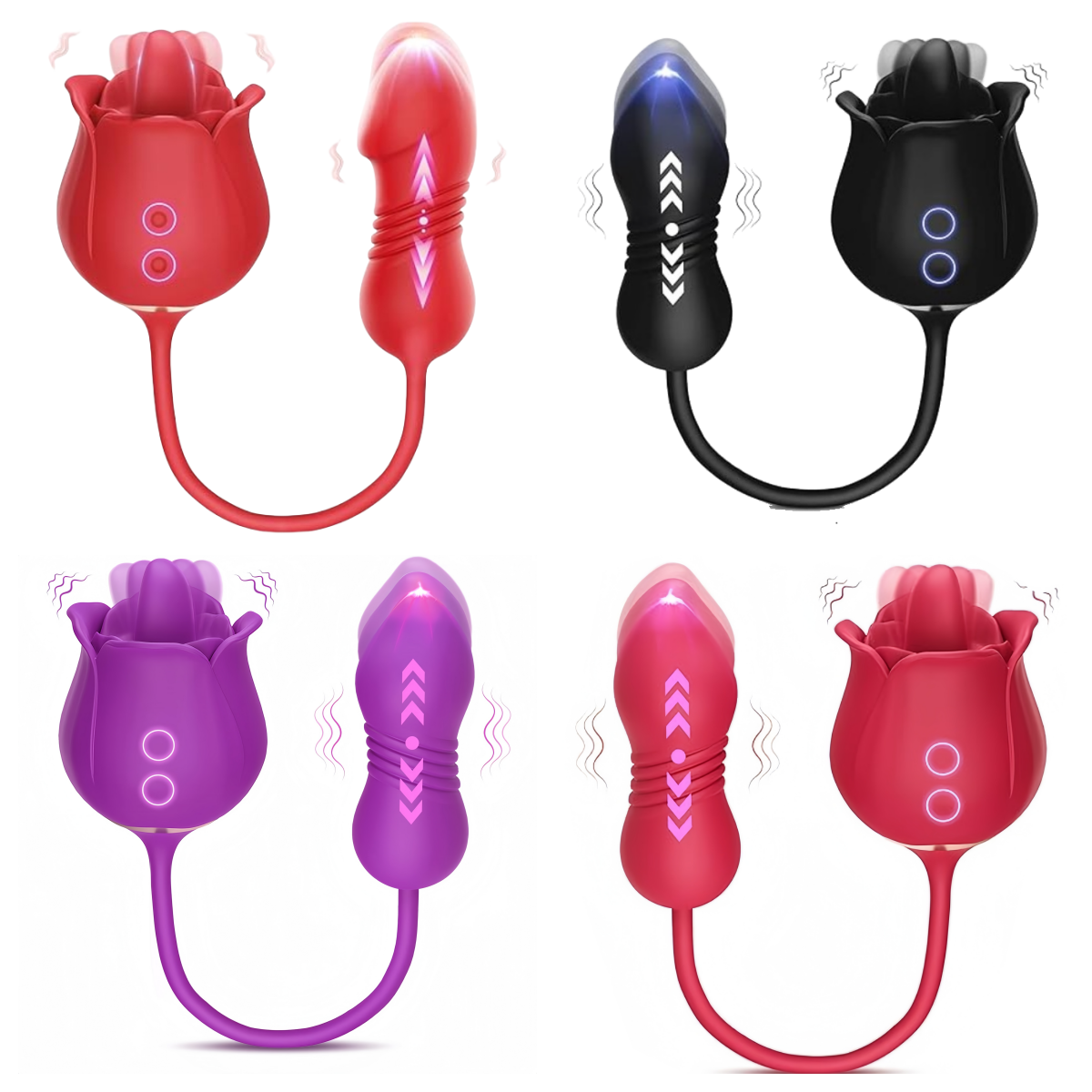 3-in-1 Rose G-Spot Vibrator with Licking Thruster - Waterproof Silicone, Realistic Sensation, Low Noise - Perfect Adult Toy for Pleasure and Intimacy