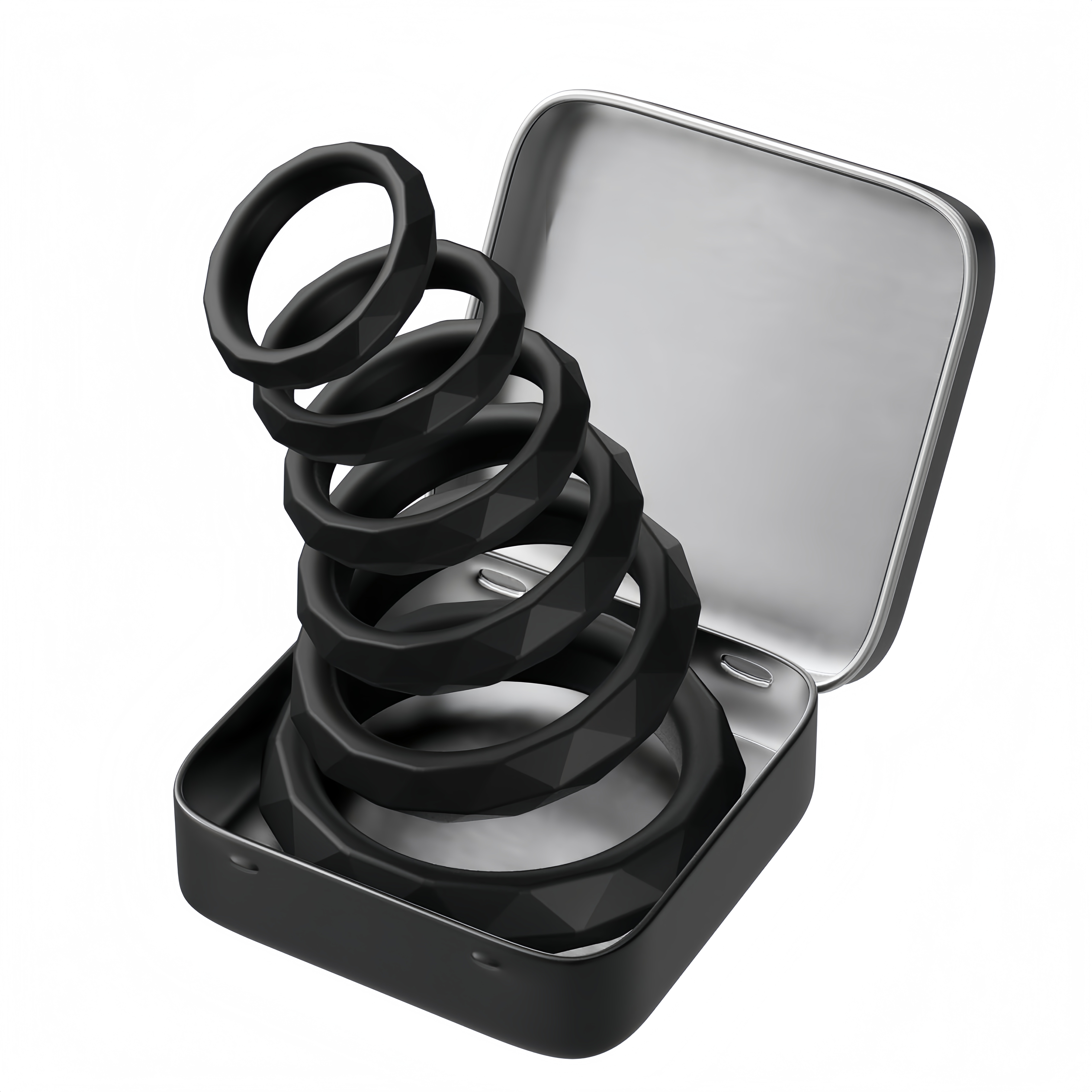 Premium Silicone Cockring Set for Erectile Dysfunction - 6 Adjustable Sizes with Portable Storage Box - Enhance Male Performance & Longevity - Perfect for Couples