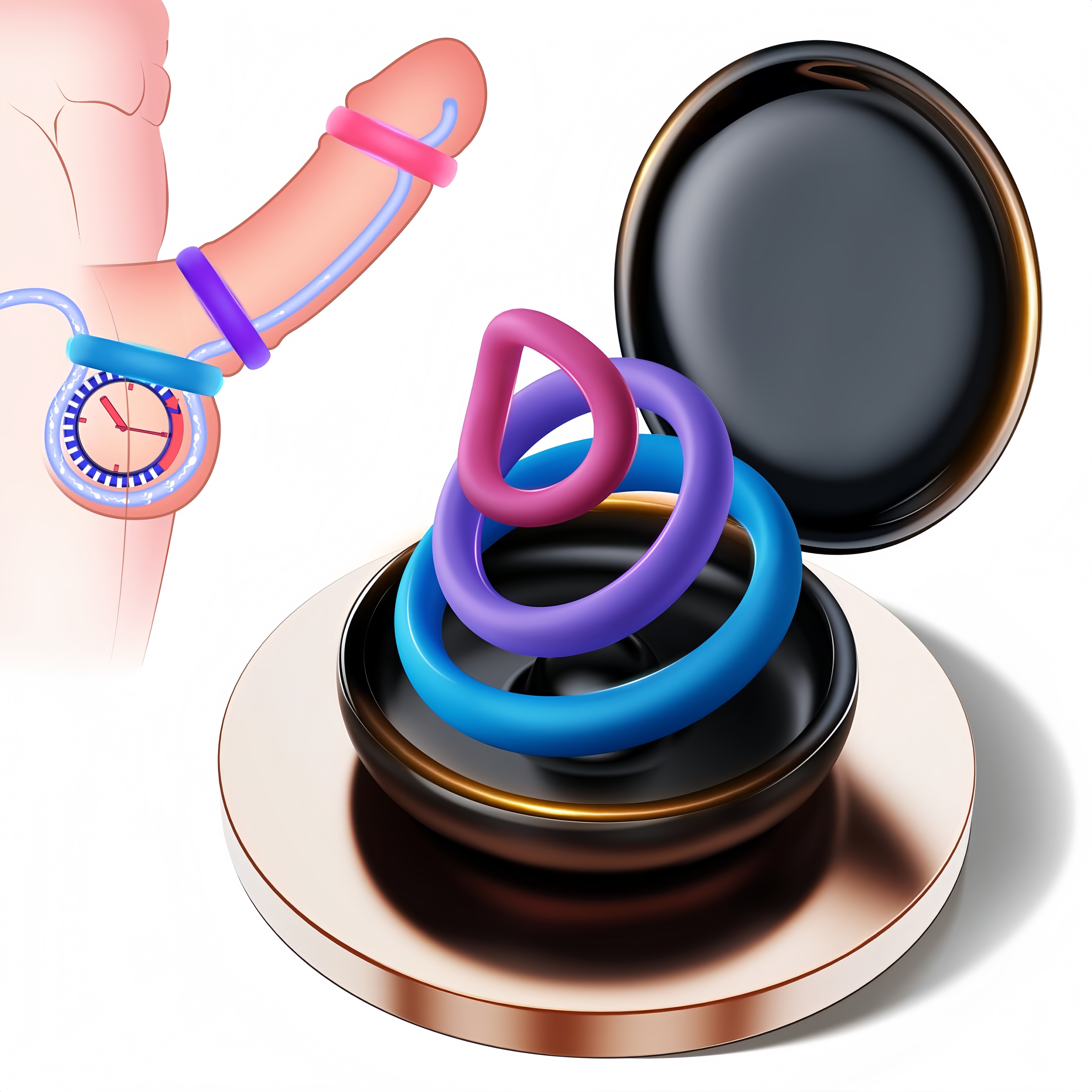 3-Pack Colored Silicone Penis Rings for Men | High Elasticity & Comfort | Enhance Pleasure & Performance | Adult Sex Toy