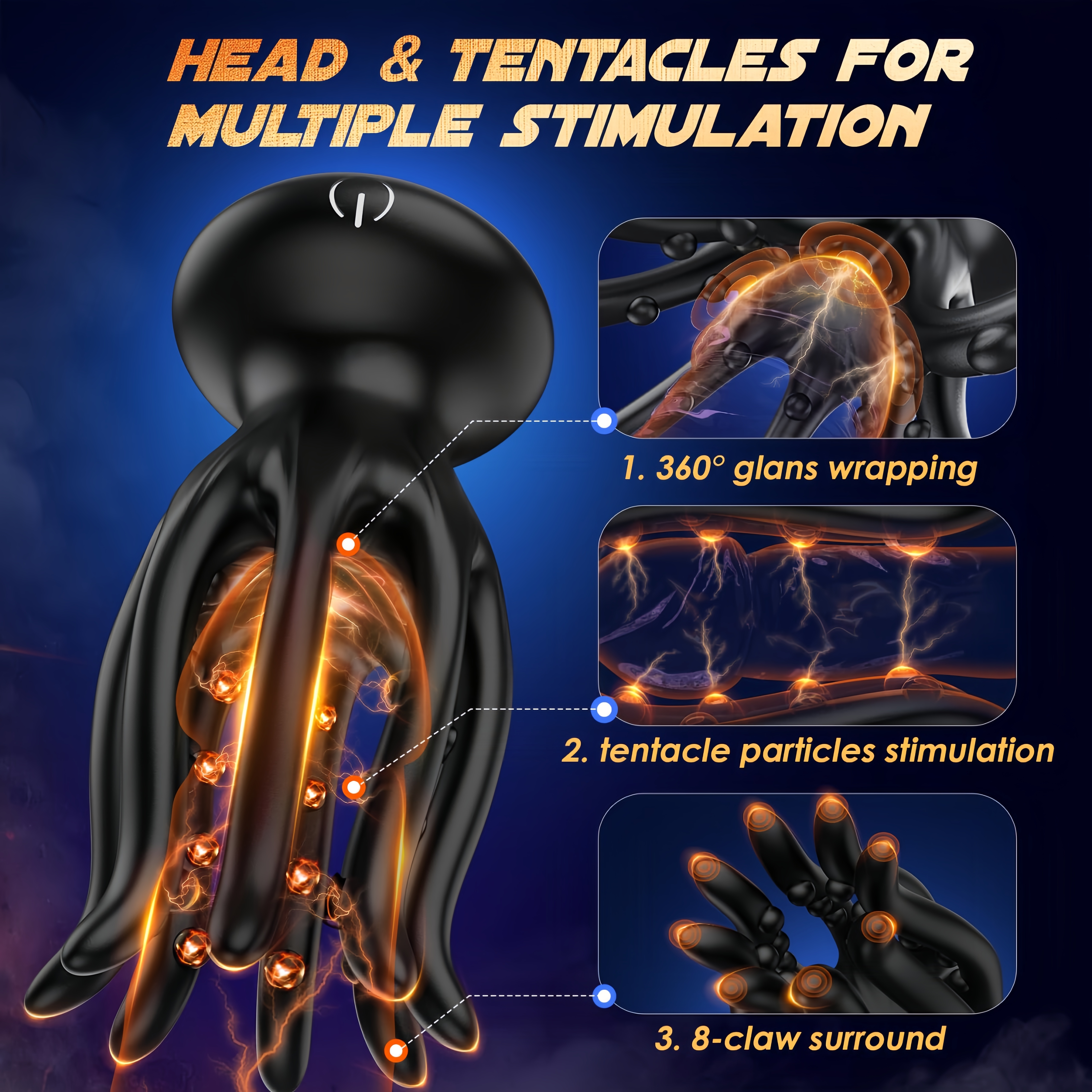 Multi-Mode Tentacle Dildo & Vibrator - Powerful 10 Vibration Settings, 360° Claw Surround - Versatile Male Masturbator & Penis Trainer - Ideal for Gay Couples and Solo Play
