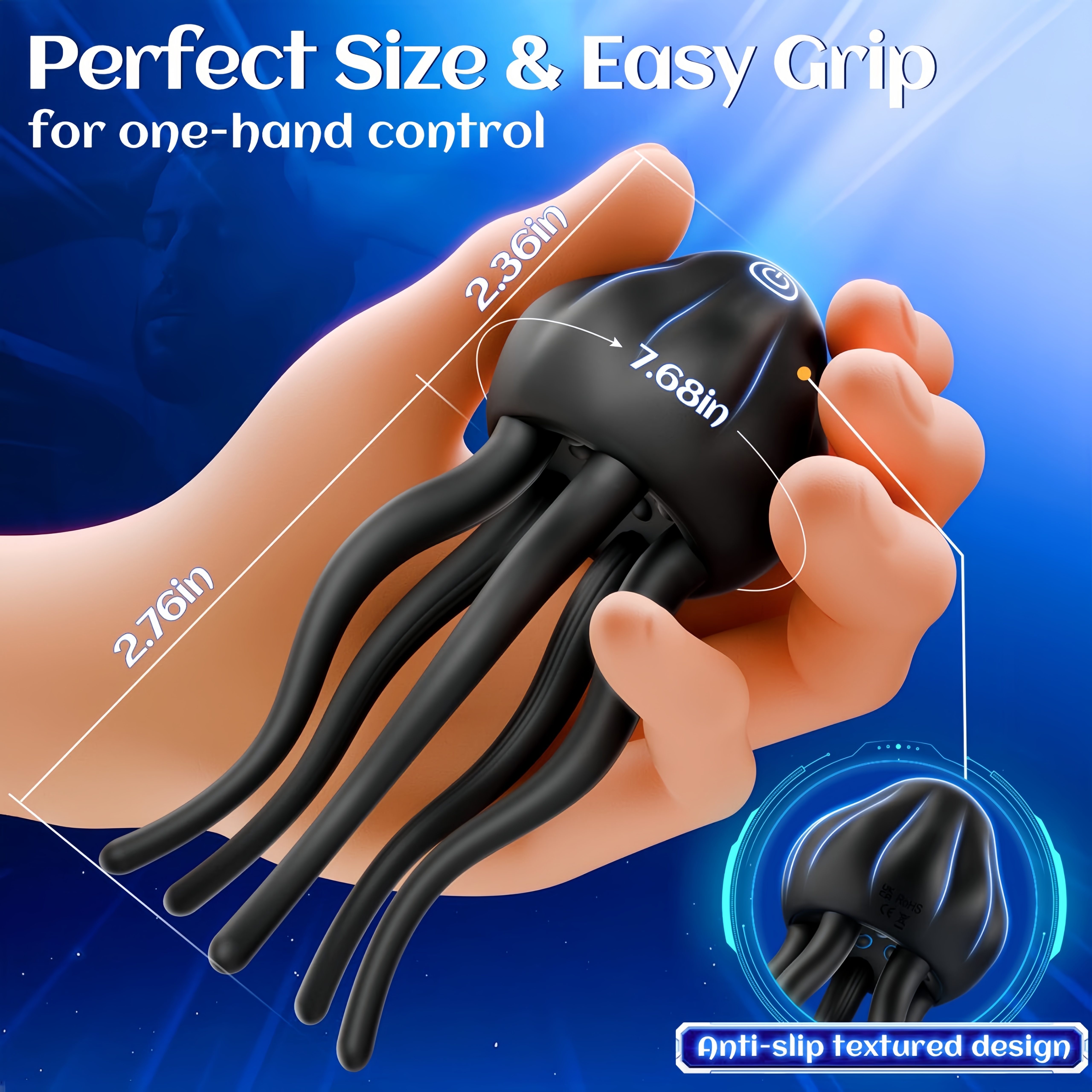 Rechargeable Jellyfish-Shaped Male Vibrator with 10 Vibration Modes | Soft Tentacles & 360° Wrap for Intense 3D Massage | Waterproof Adult Toy for Men