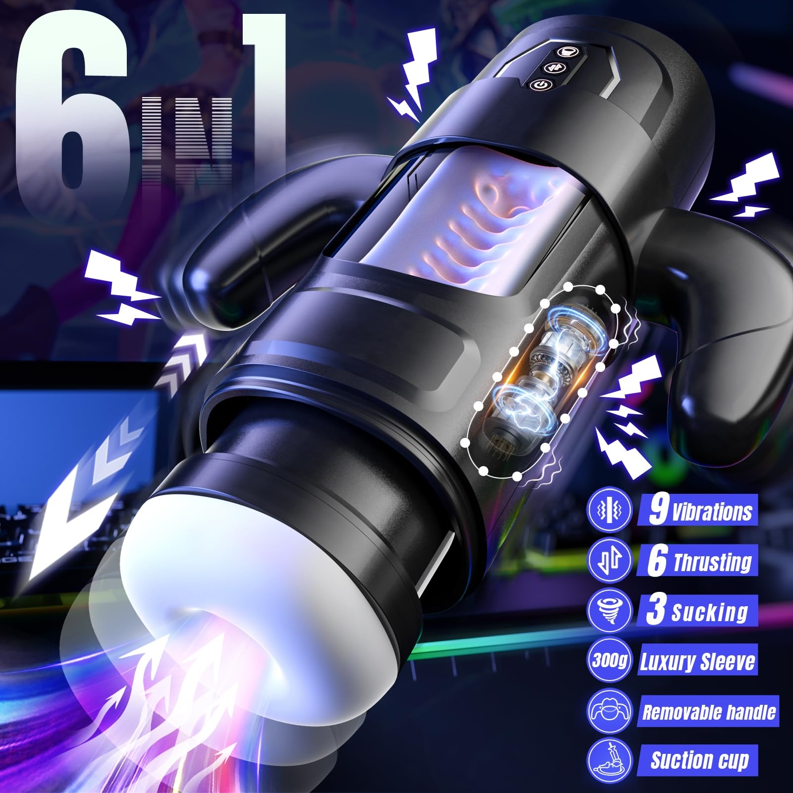 2-in-1 Electric Male Masturbator & Penis Pump - Automatic Suction Male Sex Toy with 6 Insertion Patterns, 3 Suction Modes, and Detachable Inner Sleeve for Effortless Cleaning - Premium Fleshlight for Men