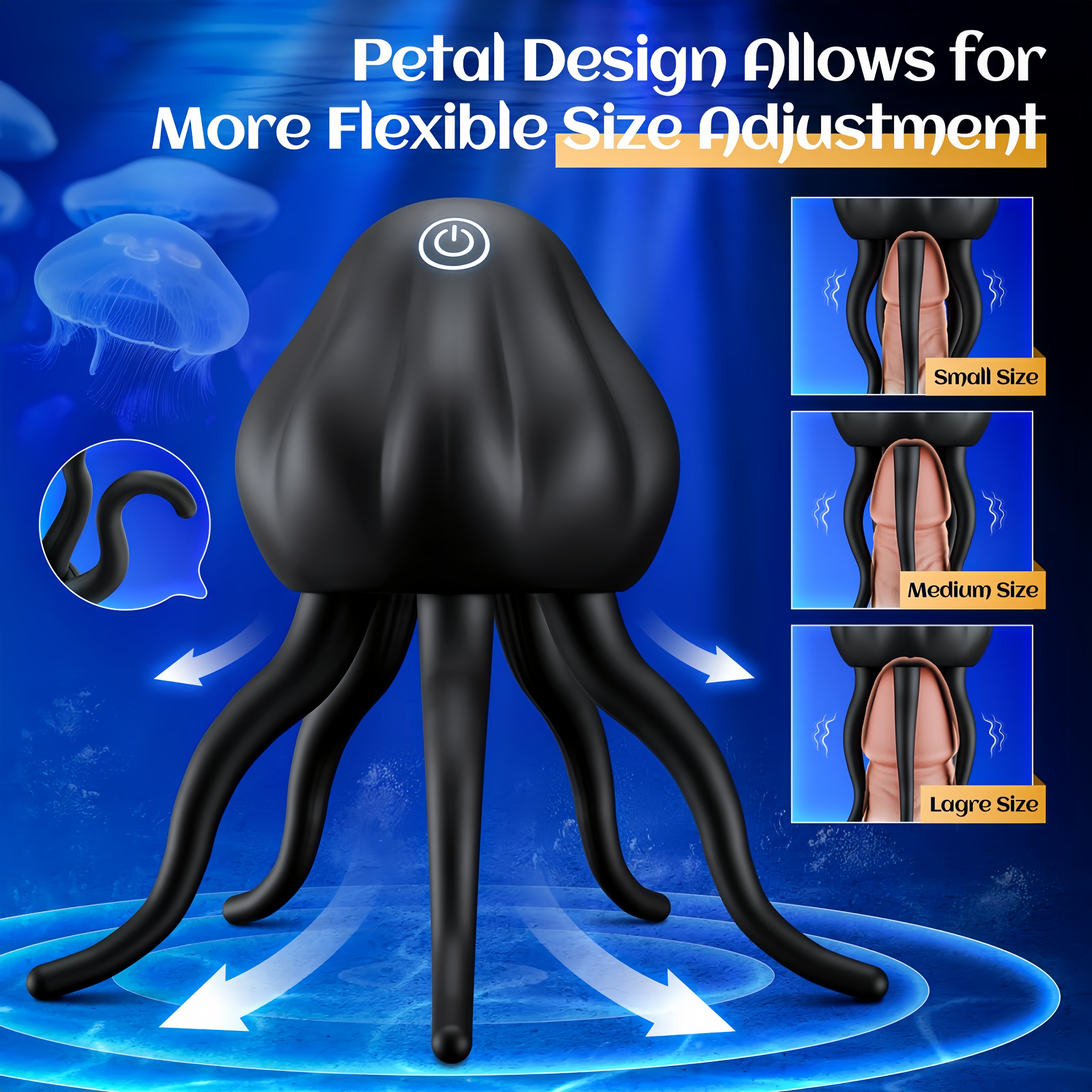 Rechargeable Jellyfish-Shaped Male Vibrator with 10 Vibration Modes | Soft Tentacles & 360° Wrap for Intense 3D Massage | Waterproof Adult Toy for Men