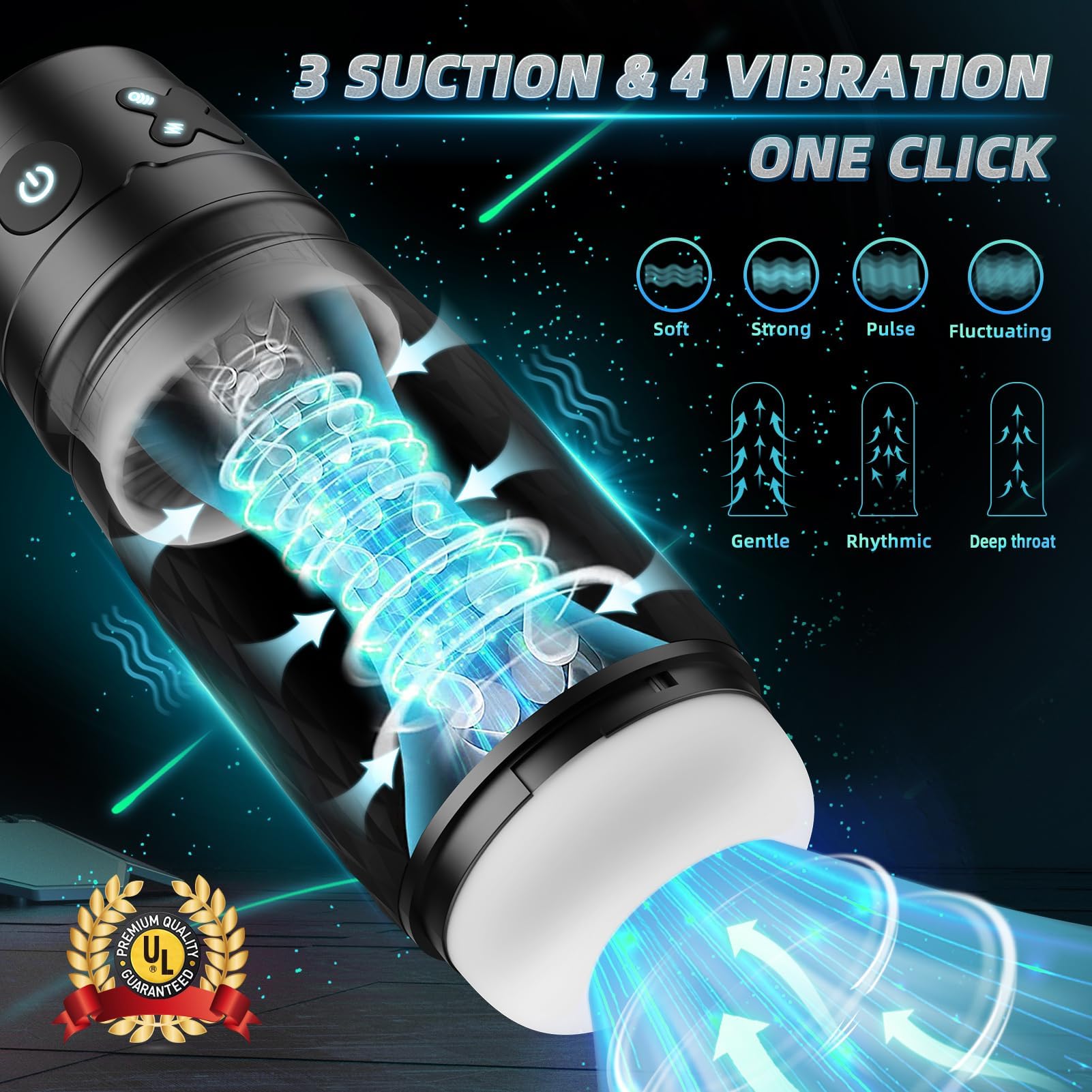 Versatile 3-in-1 Male Sex Toy - Penis Pump with 3 Suction Modes, 4 Vibration Settings & Ergonomic Design, Featuring One-Touch Climax Function, Easy to Clean, Quiet Operation, Type-C Charging - Perfect Fleshlight Alternative