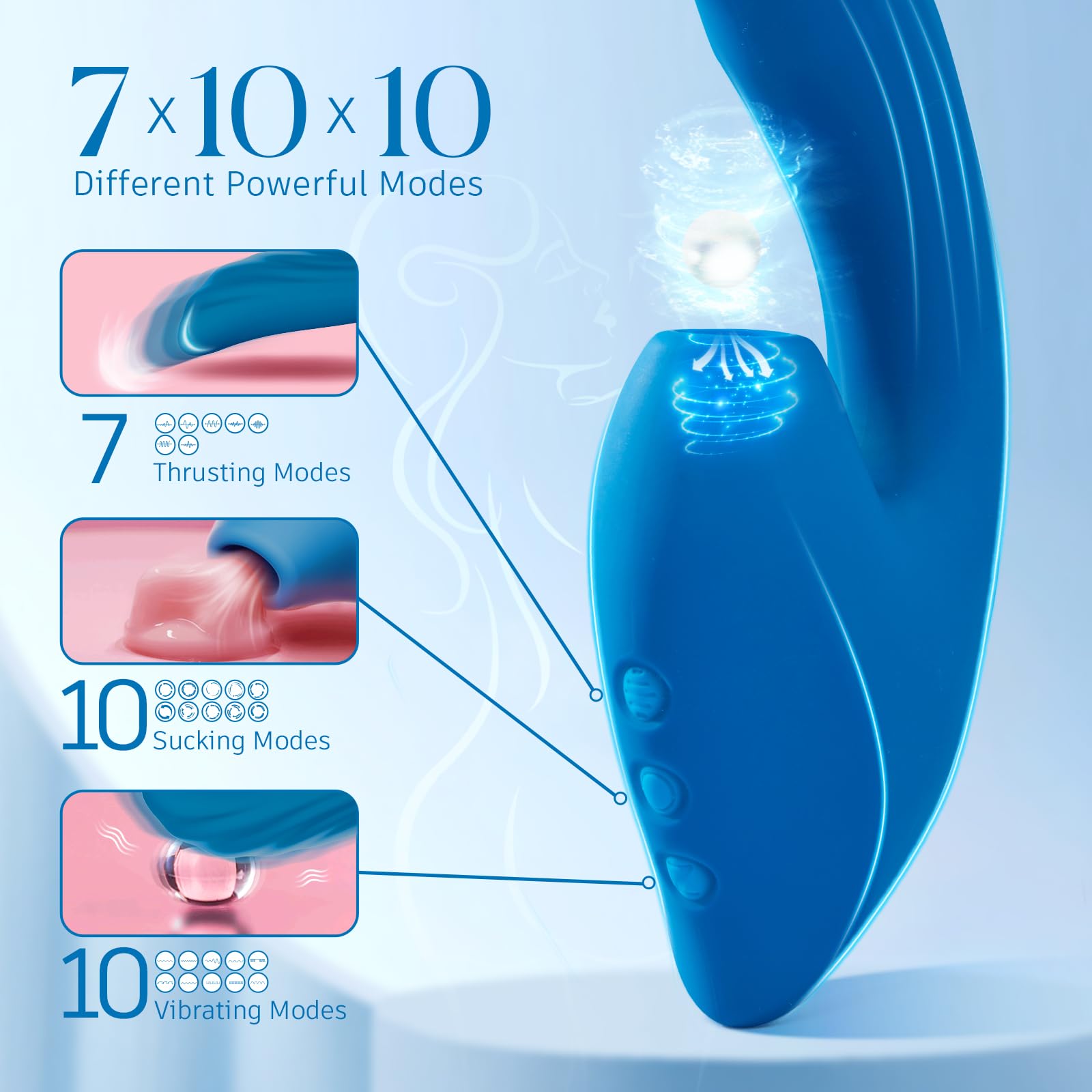 Dual-Function Vibrator & Thrusting Dildo - 10 Sucking Modes & 10 Powerful Vibration Patterns, 0.7-Inch Suction Opening for Ultimate Clitoral, G-Spot, and A-Spot Stimulation - Elevate Your Pleasure