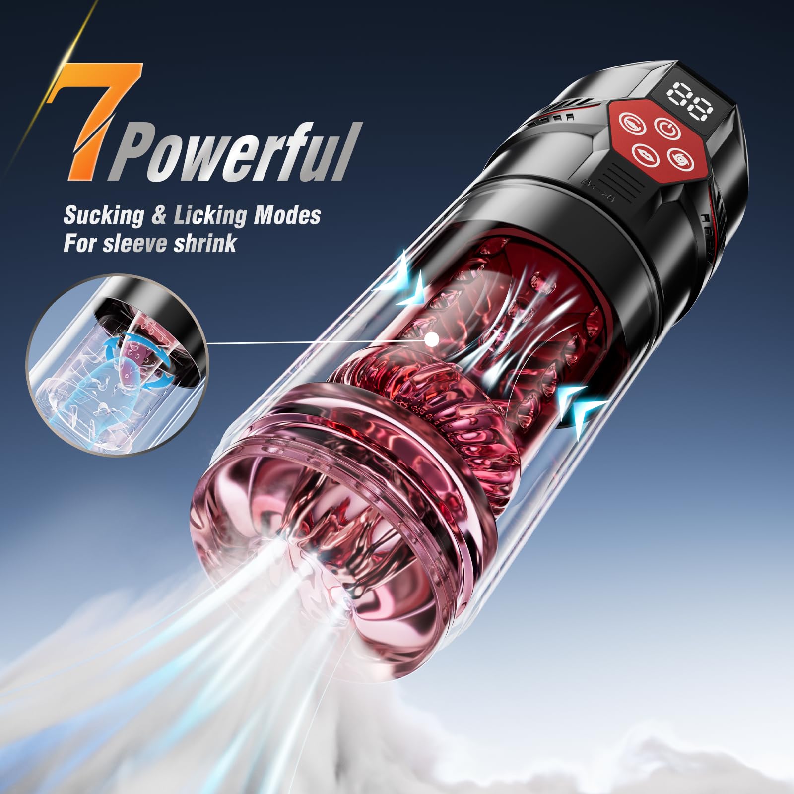 Enhanced 6-in-1 Automatic Male Masturbator & Penis Pump - Features 7 Thrusts, 7 Rotations, 7 Suctions, 7 Vibrations, and 12-Second Vacuum for Ultimate Pleasure - The Perfect Male Sex Toy for Men