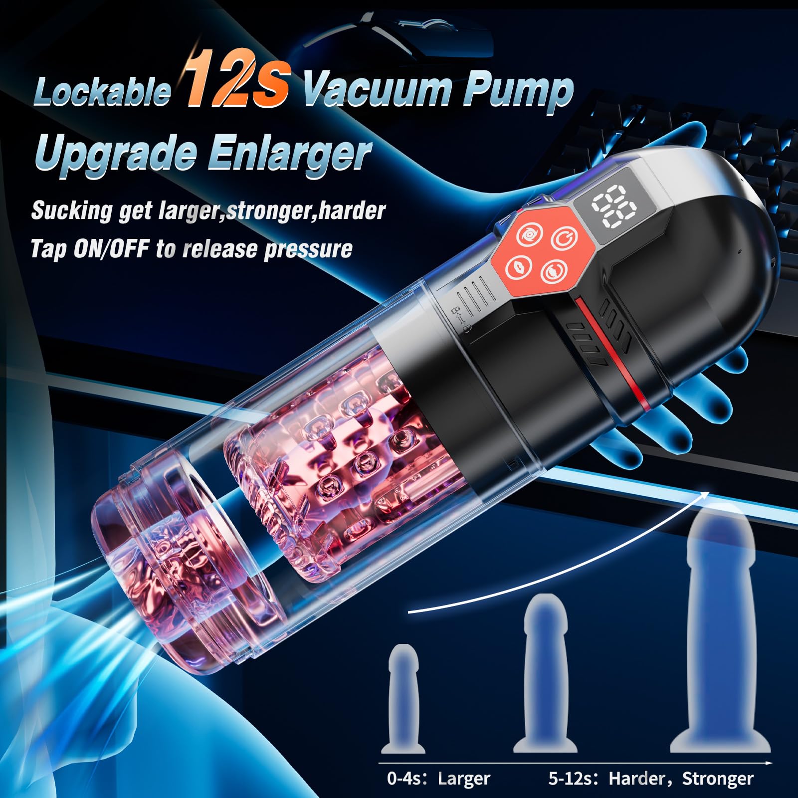 Enhanced 6-in-1 Automatic Male Masturbator & Penis Pump - Features 7 Thrusts, 7 Rotations, 7 Suctions, 7 Vibrations, and 12-Second Vacuum for Ultimate Pleasure - The Perfect Male Sex Toy for Men
