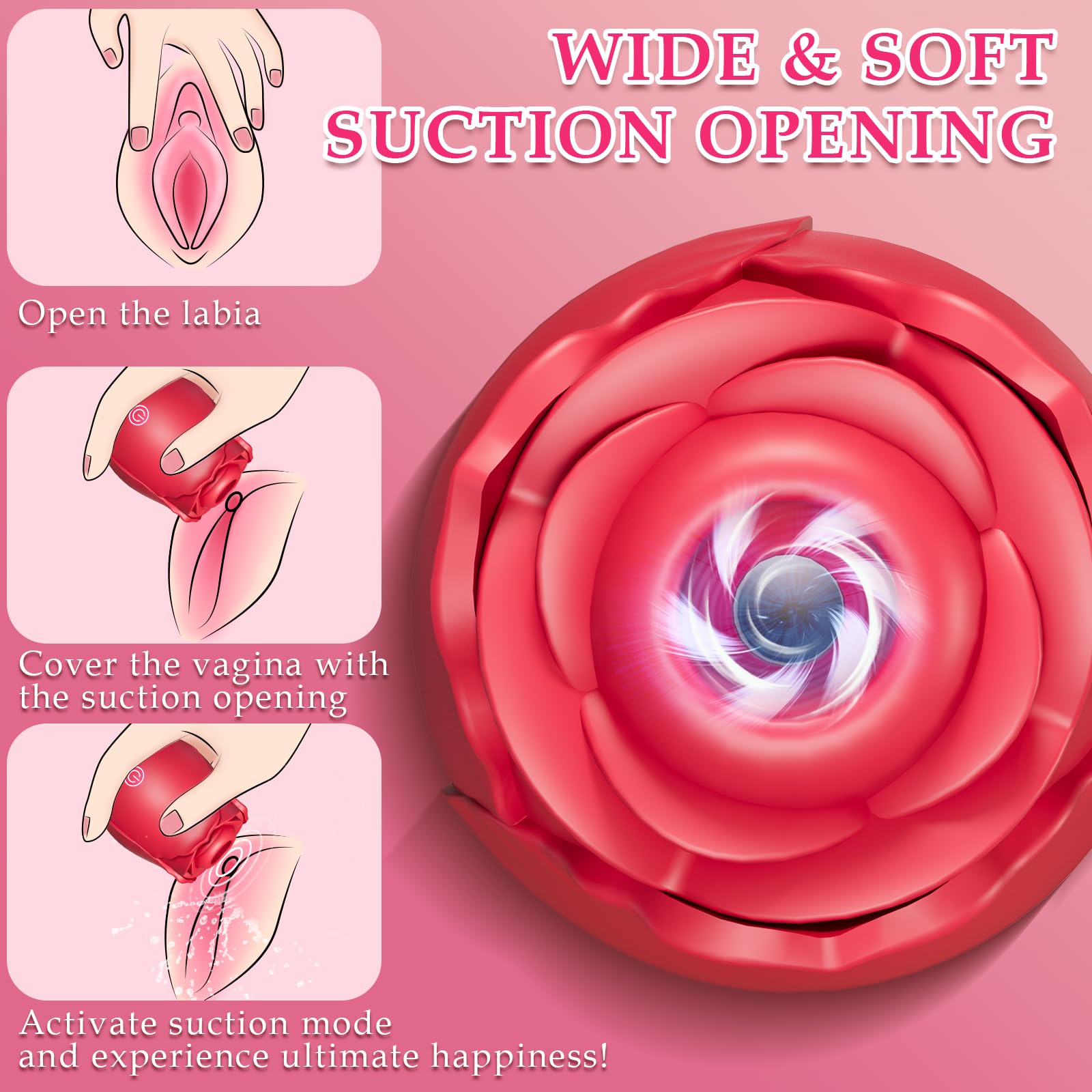 Rose Sucking Vibrator for Women - Irresistible Oral Pleasure with 3 Speeds & 7 Vibration Modes - Perfect Adult Toy for Intimate Moments