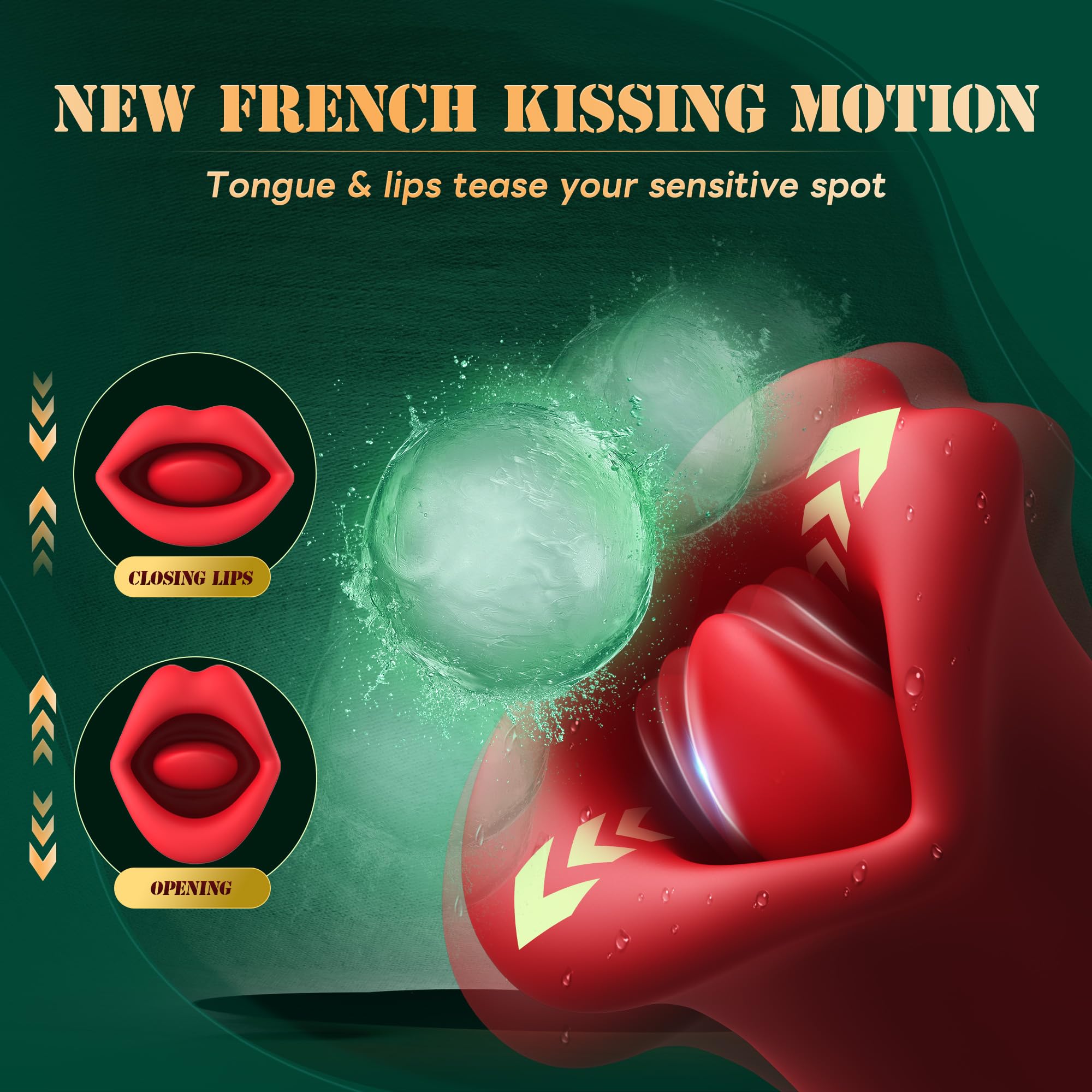 Rose-Shaped Vibrator for Women - 10 Intense Vibration Modes & 10 French Kissing Modes - Tongue Stimulator for Ultimate Pleasure & Satisfaction - Enhanced Adult Toy Experience