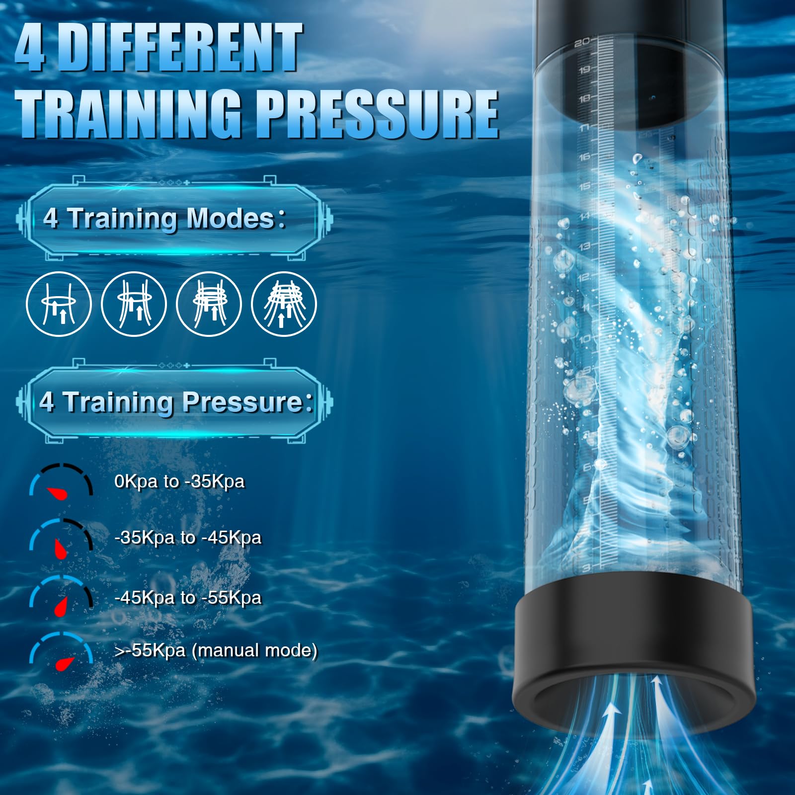 Electric Penis Pump for Male Enhancement - Dual Function Pump & Enlarger with 4 Training Modes, 3 Suction Intensities, Waterproof Design, Pressure Monitor Screen, and 6 Ring Set - Adult Sex Toy