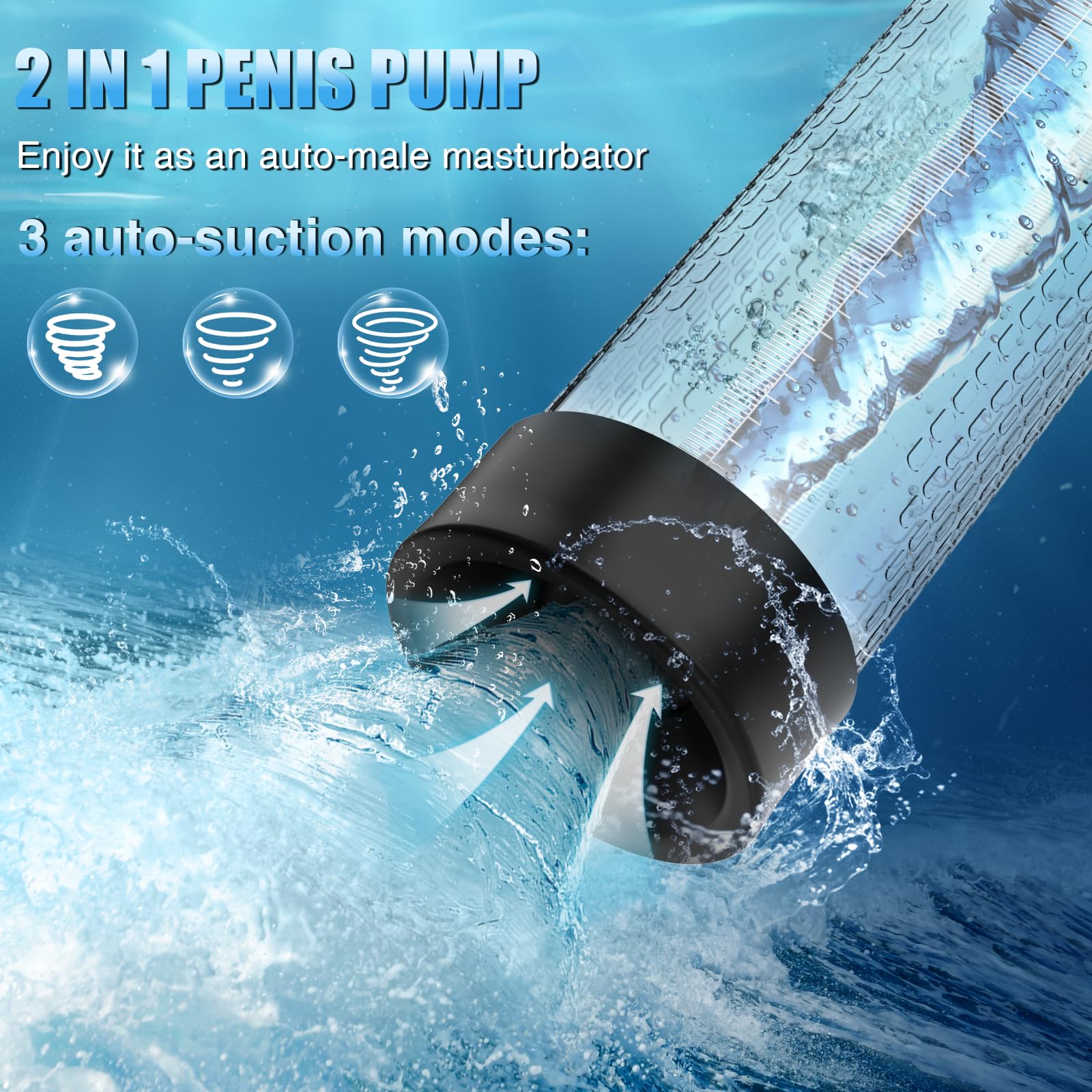 Electric Penis Pump for Male Enhancement - Dual Function Pump & Enlarger with 4 Training Modes, 3 Suction Intensities, Waterproof Design, Pressure Monitor Screen, and 6 Ring Set - Adult Sex Toy