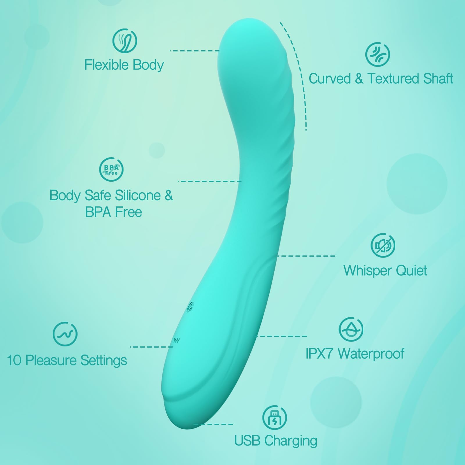 Deep Tissue Silicone Vibrator - 10 Powerful Vibration Modes G-Spot Massager for Women & Couples - Waterproof Multi-Functional Adult Toy - Soft Touch Dildo for Ultimate Pleasure