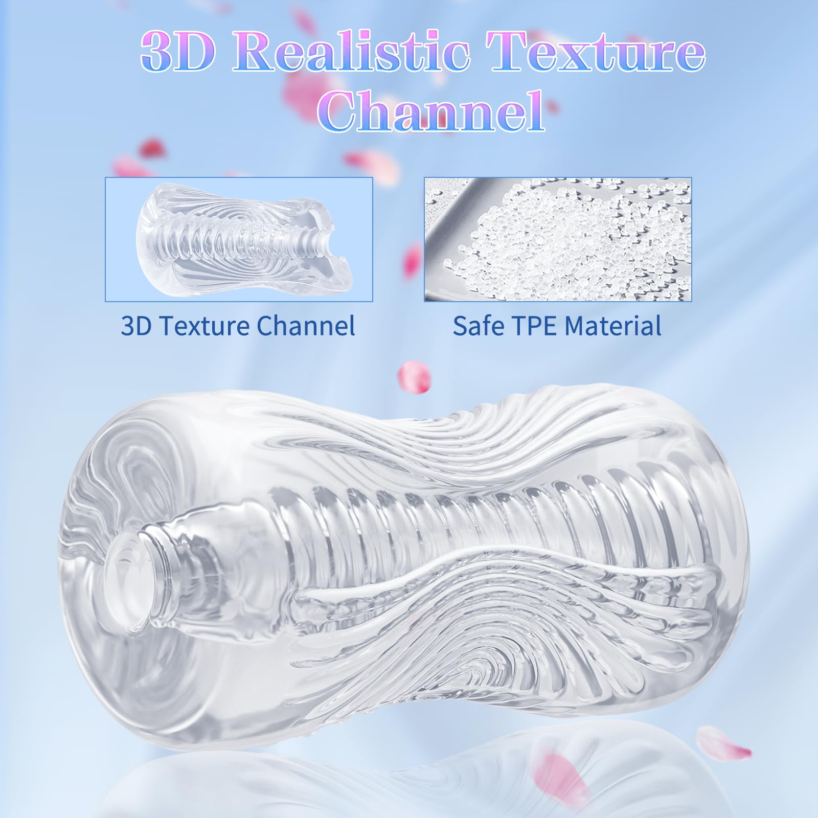 Realistic Male Masturbator - 3D Textured Pocket Pussy - Premium TPE Fleshlight for Men - Easy to Clean - Multi-Functional Penis Training Pleasure Tool