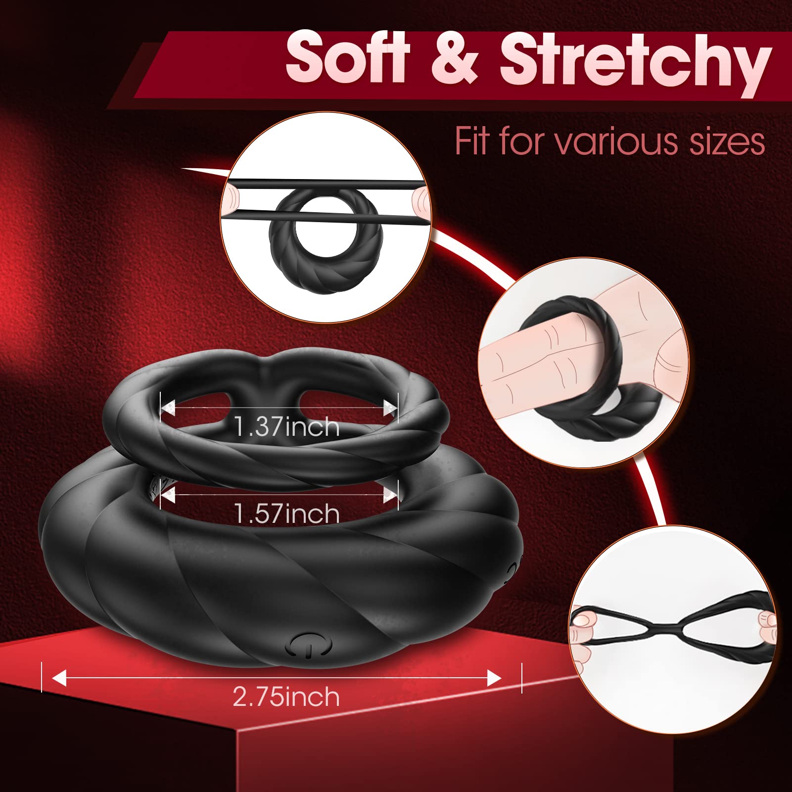 Dual Vibration Cock Ring for Men - 10 Powerful Modes for Enhanced Stamina & Pleasure | Waterproof Comfort Fit Penis Ring - Ultimate Male Sex Toy