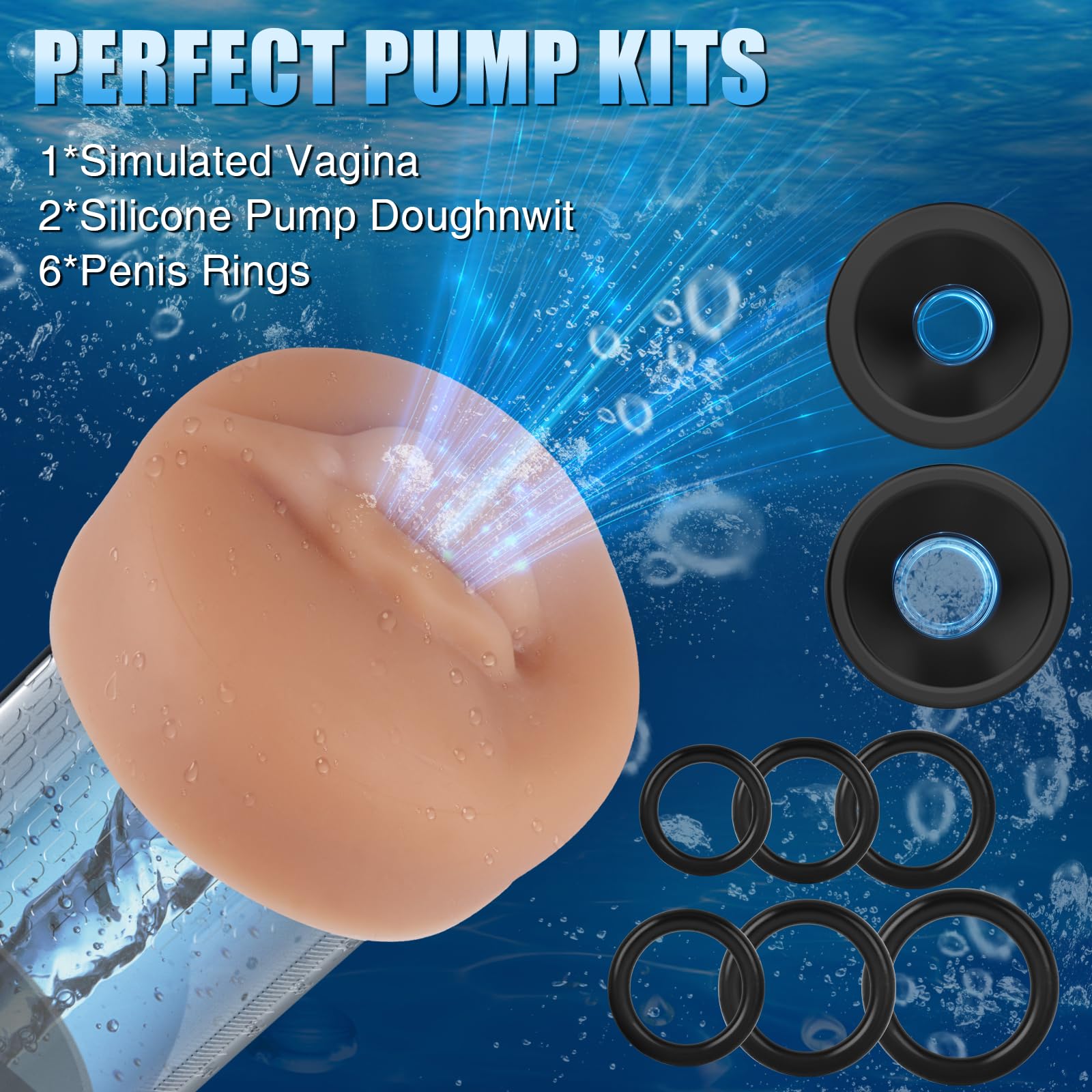 Electric Penis Pump for Male Enhancement - Dual Function Pump & Enlarger with 4 Training Modes, 3 Suction Intensities, Waterproof Design, Pressure Monitor Screen, and 6 Ring Set - Adult Sex Toy
