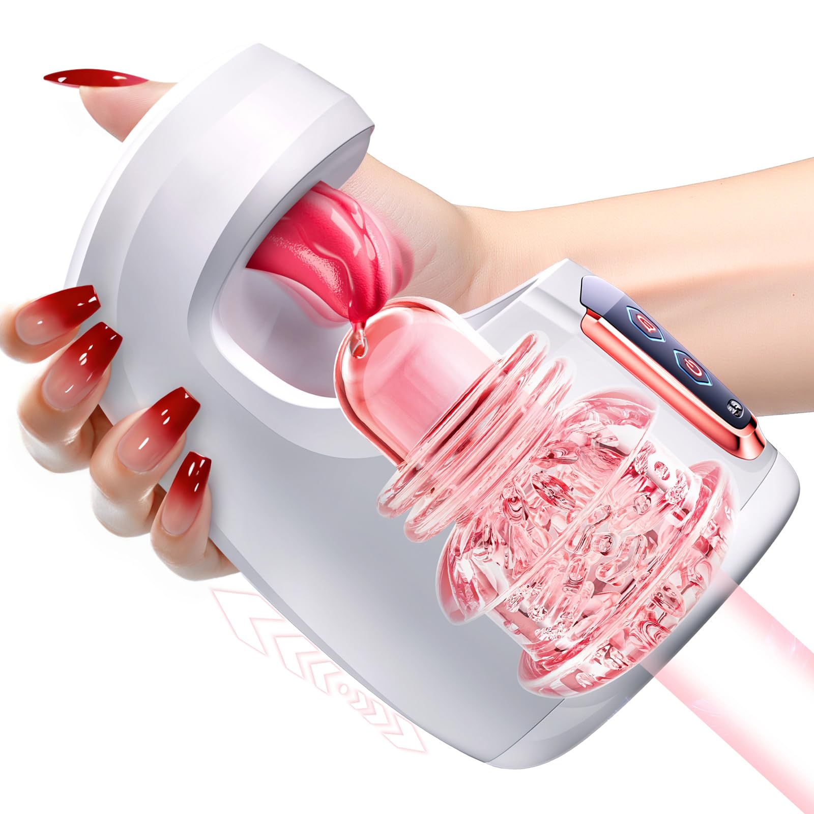 Upgraded Male Masturbator - 10 Thrusting & 10 Realistic Licking Tongue Modes - Fleshlight-Style Waterproof Adult Toy for Men - Enhanced Textured Design - USB Magnetic Charging