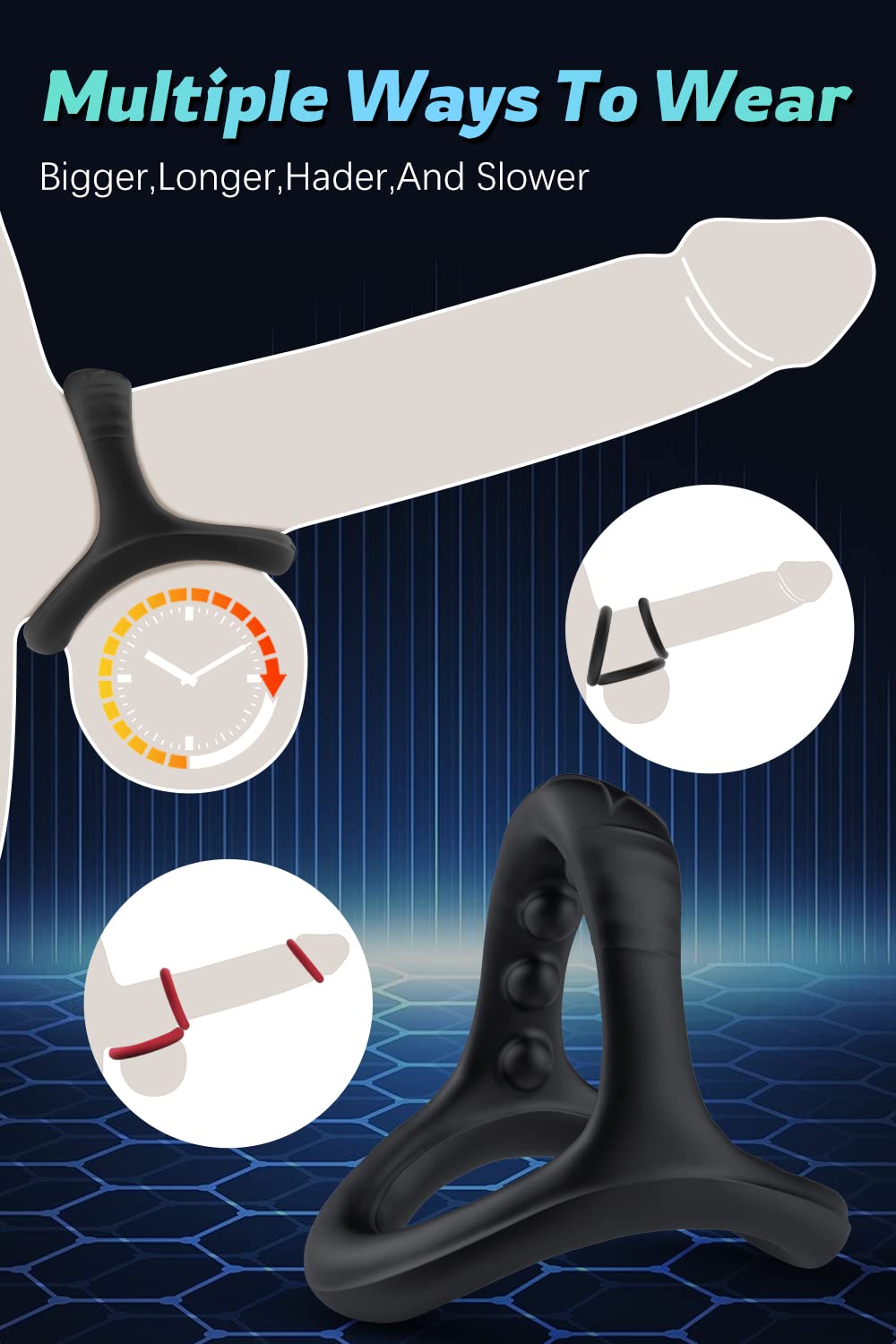 7-Piece Silicone Penis Ring Set for Men - Unique Design Cock Rings in Various Sizes for Enhanced Pleasure - Premium Adult Sex Toys for Optimal Performance