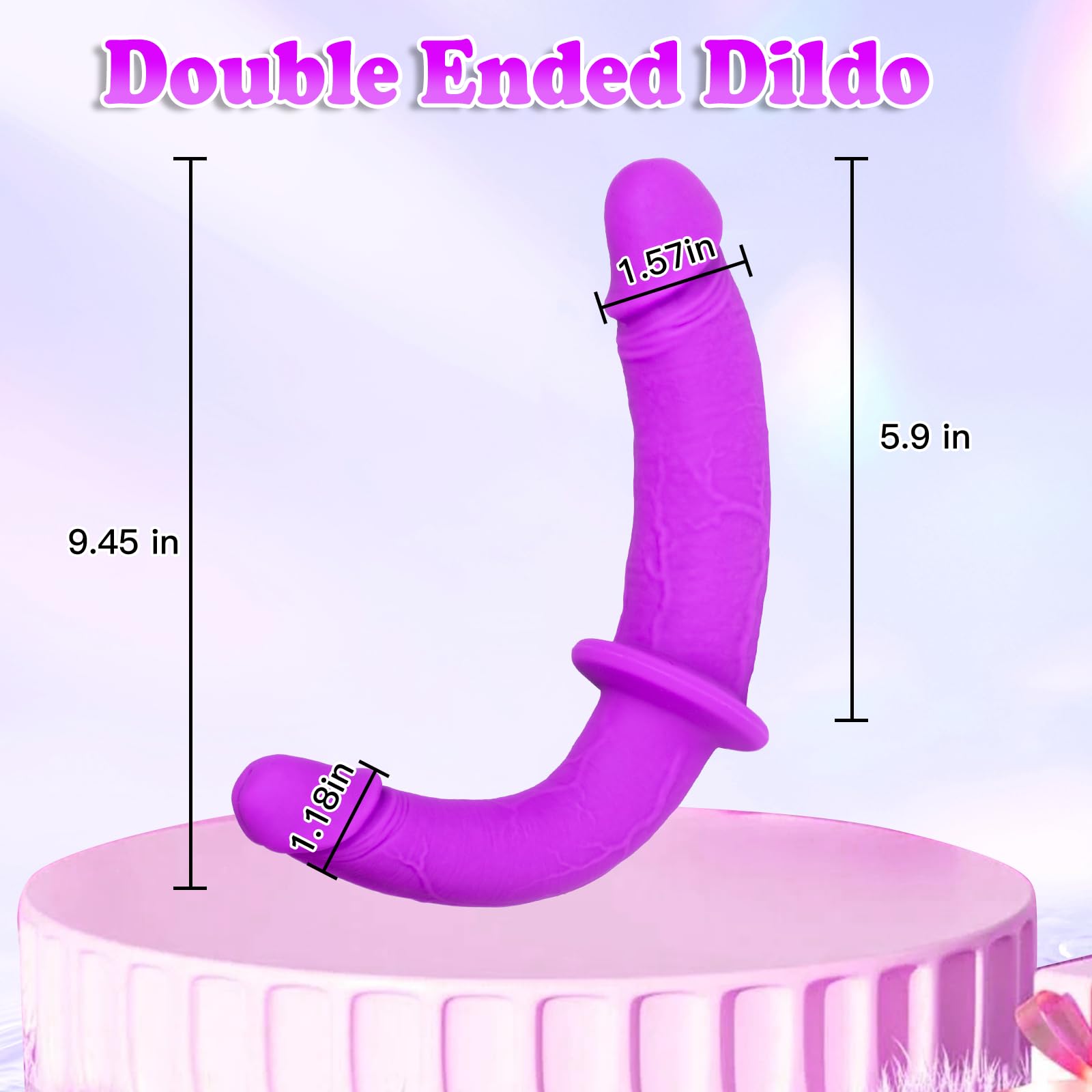 Adjustable Double-Ended Strap-On Dildo - Silicone Dual-Sided Dildos for Women | Portable Fantasy Toy with Customizable Harness | Ideal for Couples' Fun