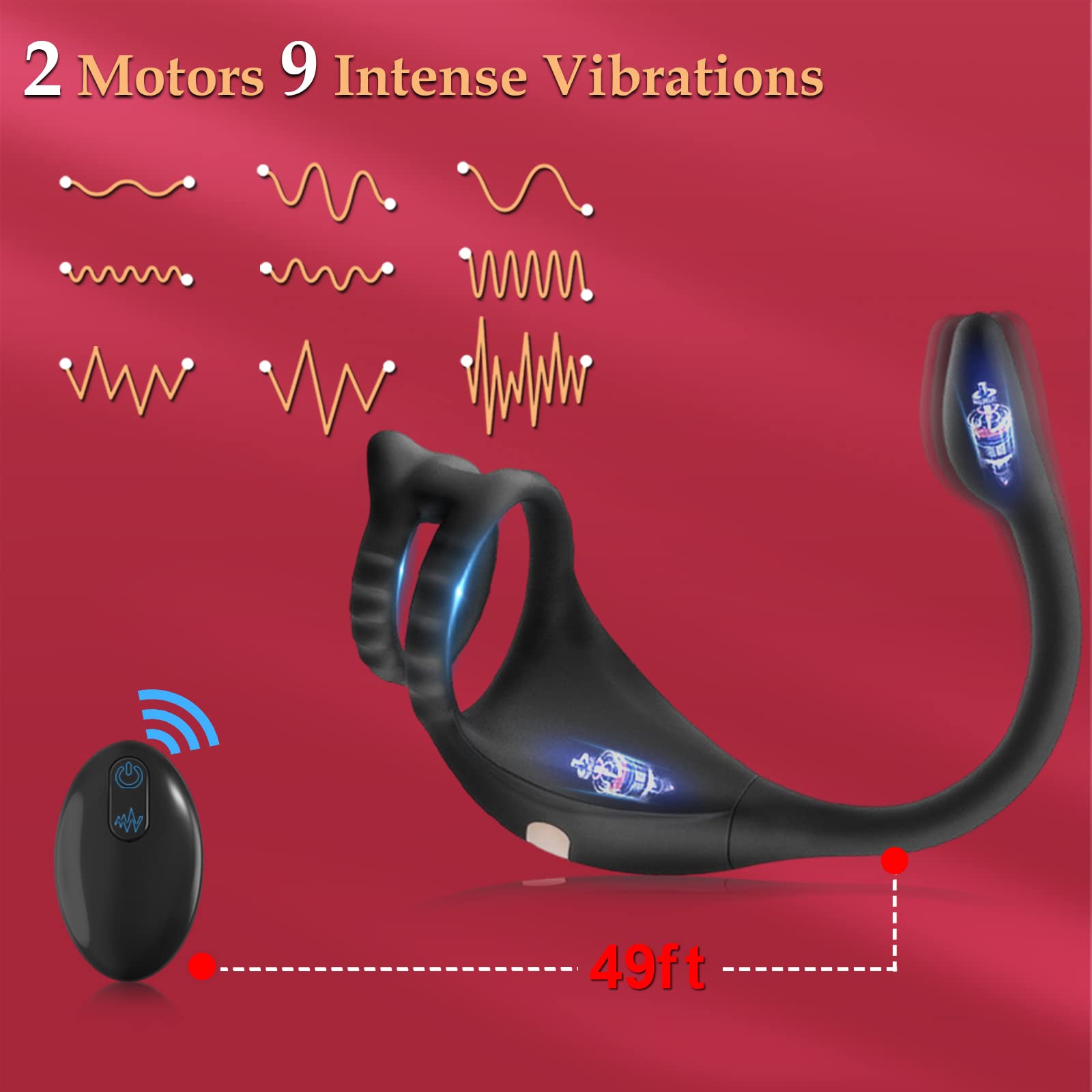 Dual Motor Vibrating Cock Ring & Mini Bullet Remote Control Anal Plug – Prostate Massager for Men with 9 Intense Vibration Modes – Ergonomic Couples' Adult Sex Toy for Enhanced Pleasure