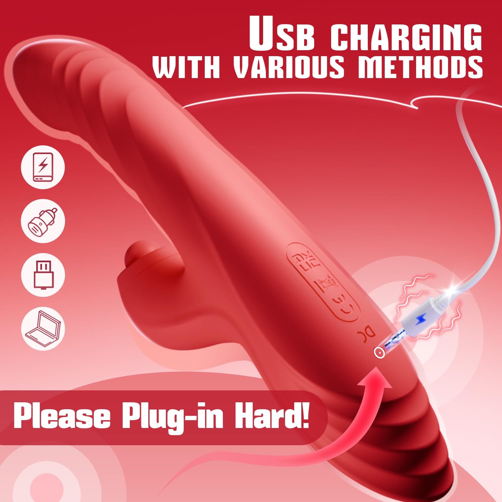 4-in-1 Thrusting Dildo Vibrator for Women - 10 Vibration Modes, 7 Thrusting Settings, 5 Pulse Patterns - USB Rechargeable & Waterproof Adult Toy