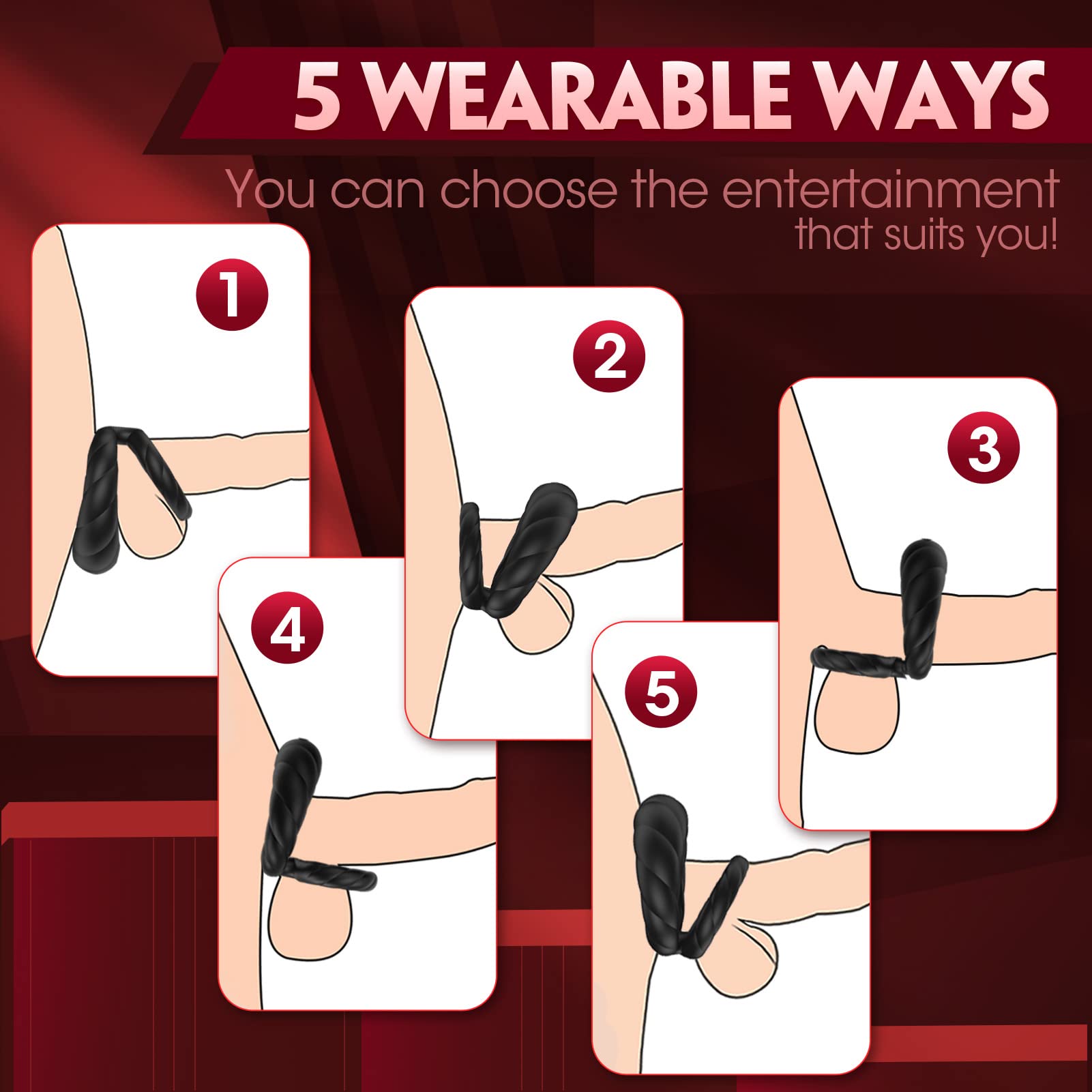 Dual Vibration Cock Ring for Men - 10 Powerful Modes for Enhanced Stamina & Pleasure | Waterproof Comfort Fit Penis Ring - Ultimate Male Sex Toy