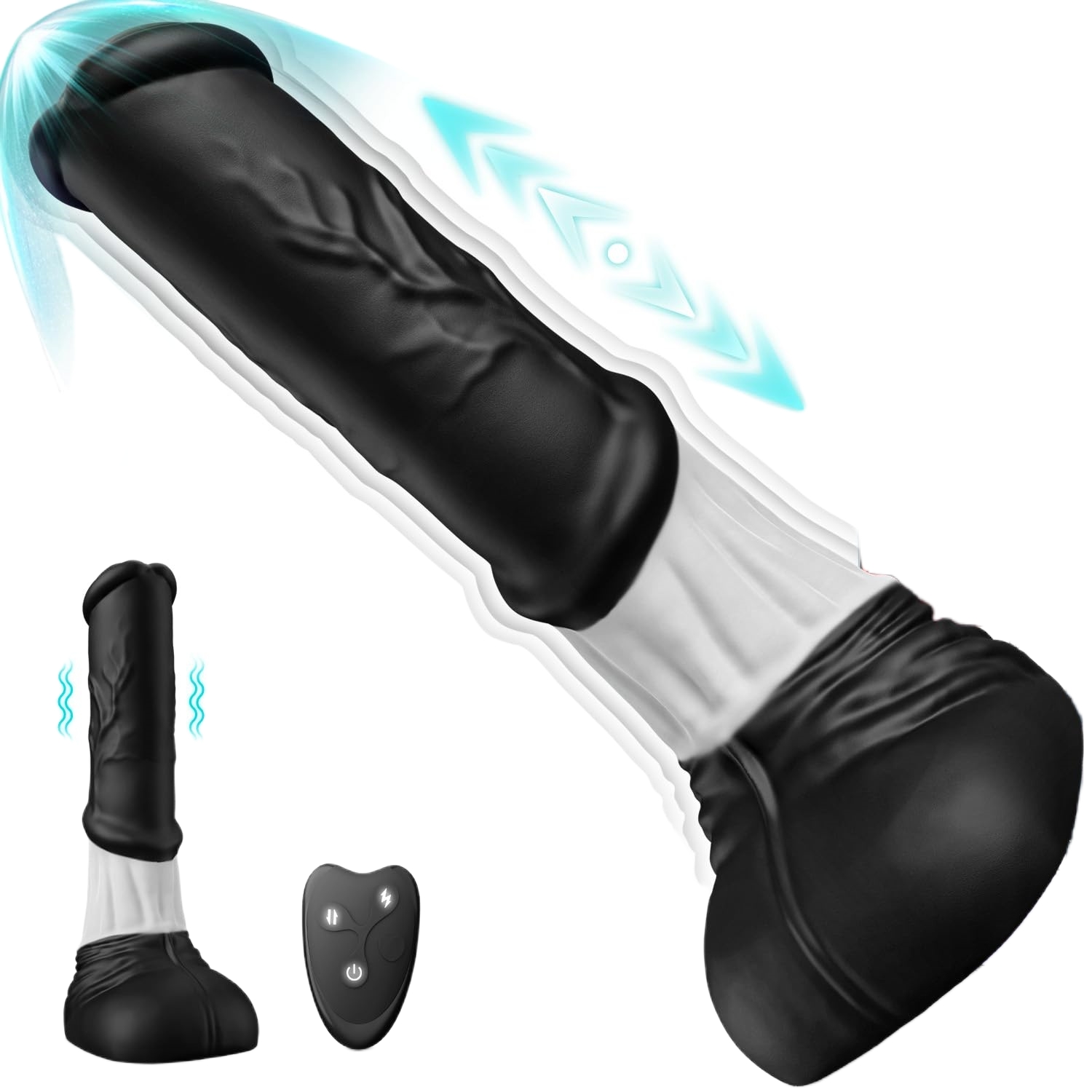 4-in-1 G-Spot Horse Dildo Vibrator | Waterproof Silicone Monster Dildo | Thrusting Fantasy Dildo with Strong Suction Cup | 11.8 Inch Long, 10.2 Inch Insertable, 4.3 Inch Hoof Base