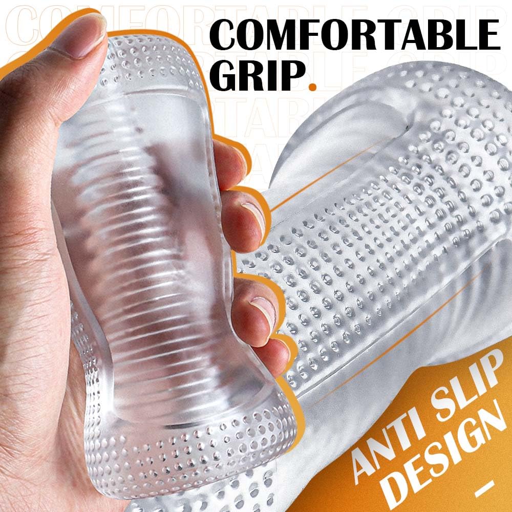 High-Quality Manual Suction Male Stroker - Flexible TPE Pocket Pussy with Spiral Texture - Waterproof, Easy-to-Clean Male Masturbator - Ideal Sex Toy for Men