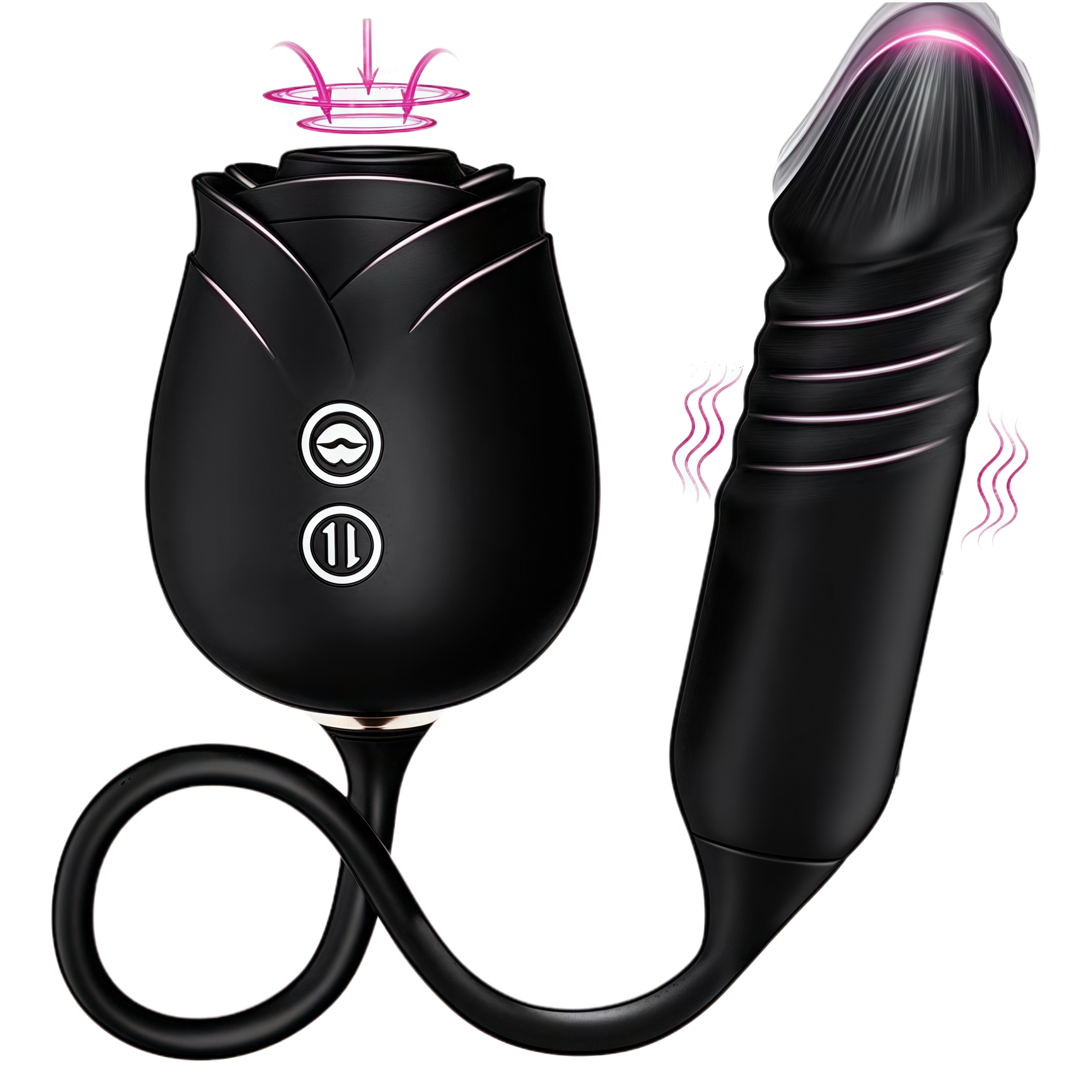 Upgraded 6-Inch Rose Vibrator Dildo with Suction and Vibration - 10 Functions, G-Spot Stimulator, Body-Safe Silicone, Waterproof & Rechargeable Adult Toy for Women