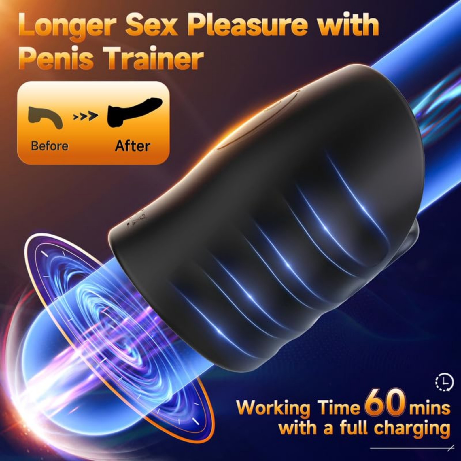 Adjustable Male Masturbator - 10-Vibration Functions, Fleshlight-Style Penis Trainer, Waterproof Silicone Design, USB Rechargeable, Ideal for Solo Pleasure