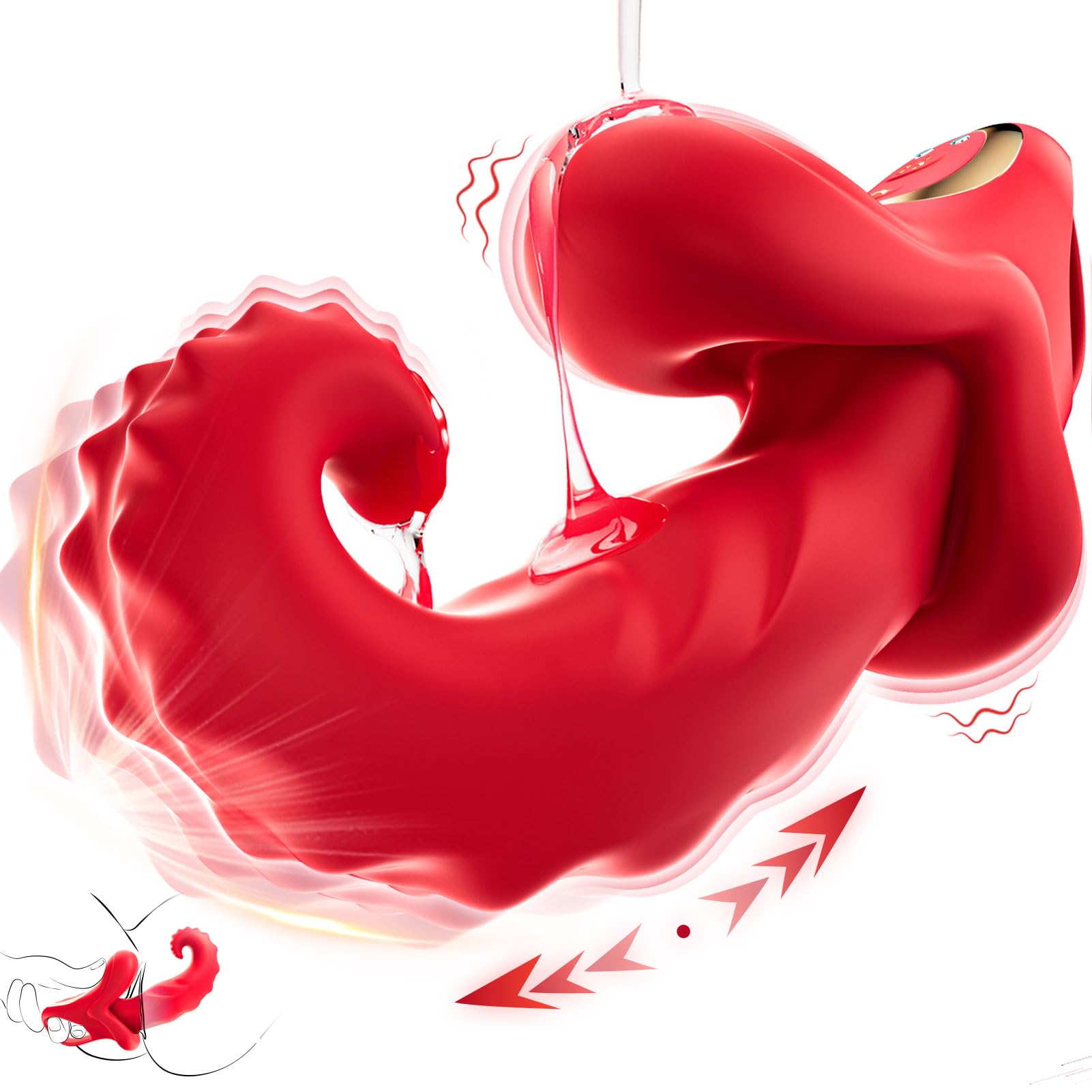 Rose Design 4-in-1 Women's Tongue Vibrator - Thrusting and 10 Vibration Modes for G-Spot Stimulation - IPX7 Waterproof, Fast Charging Sex Toy for Ultimate Pleasure and Satisfaction