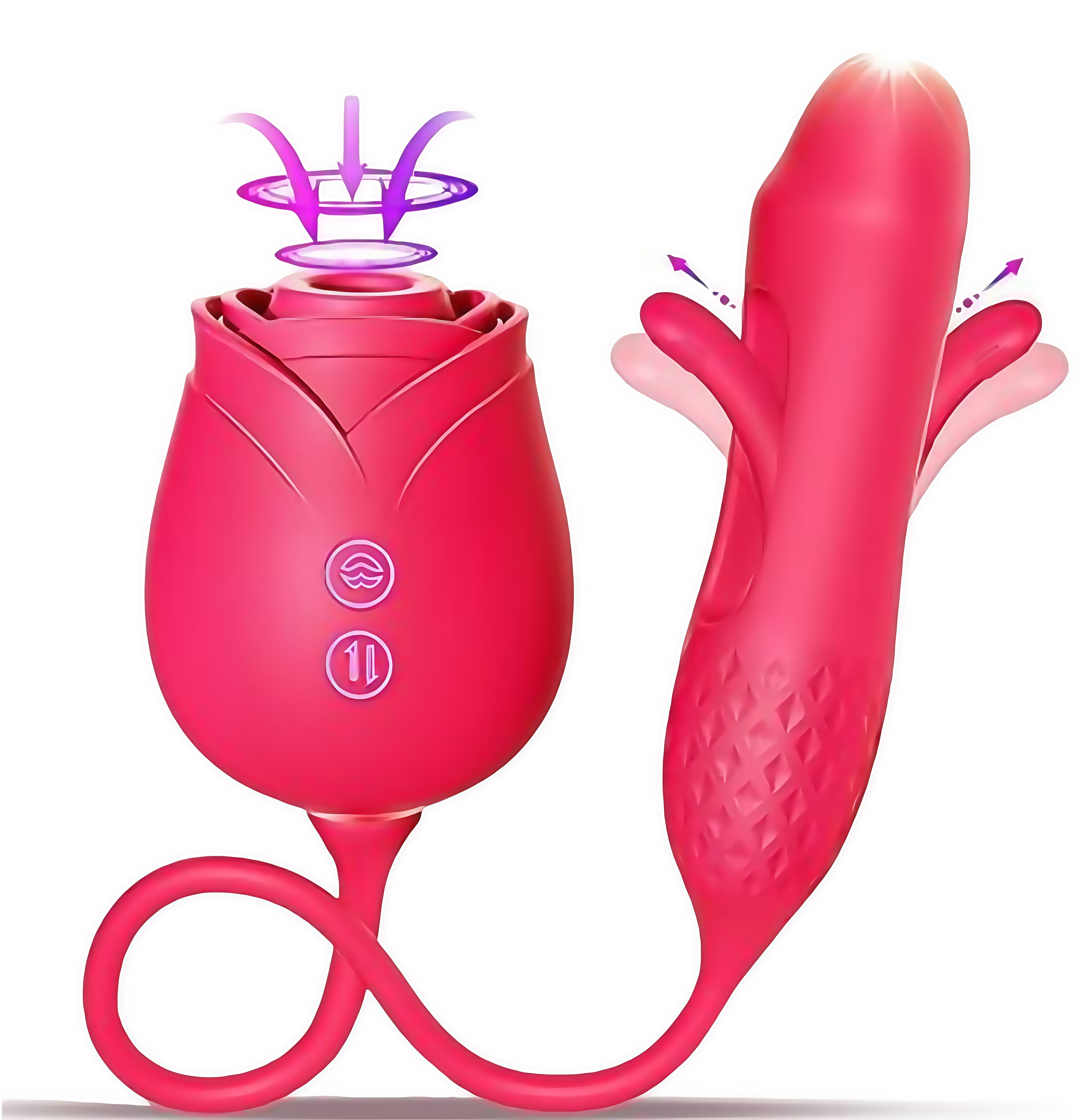 Upgraded 6-Inch Rose Vibrator Dildo with Suction and Vibration - 10 Functions, G-Spot Stimulator, Body-Safe Silicone, Waterproof & Rechargeable Adult Toy for Women